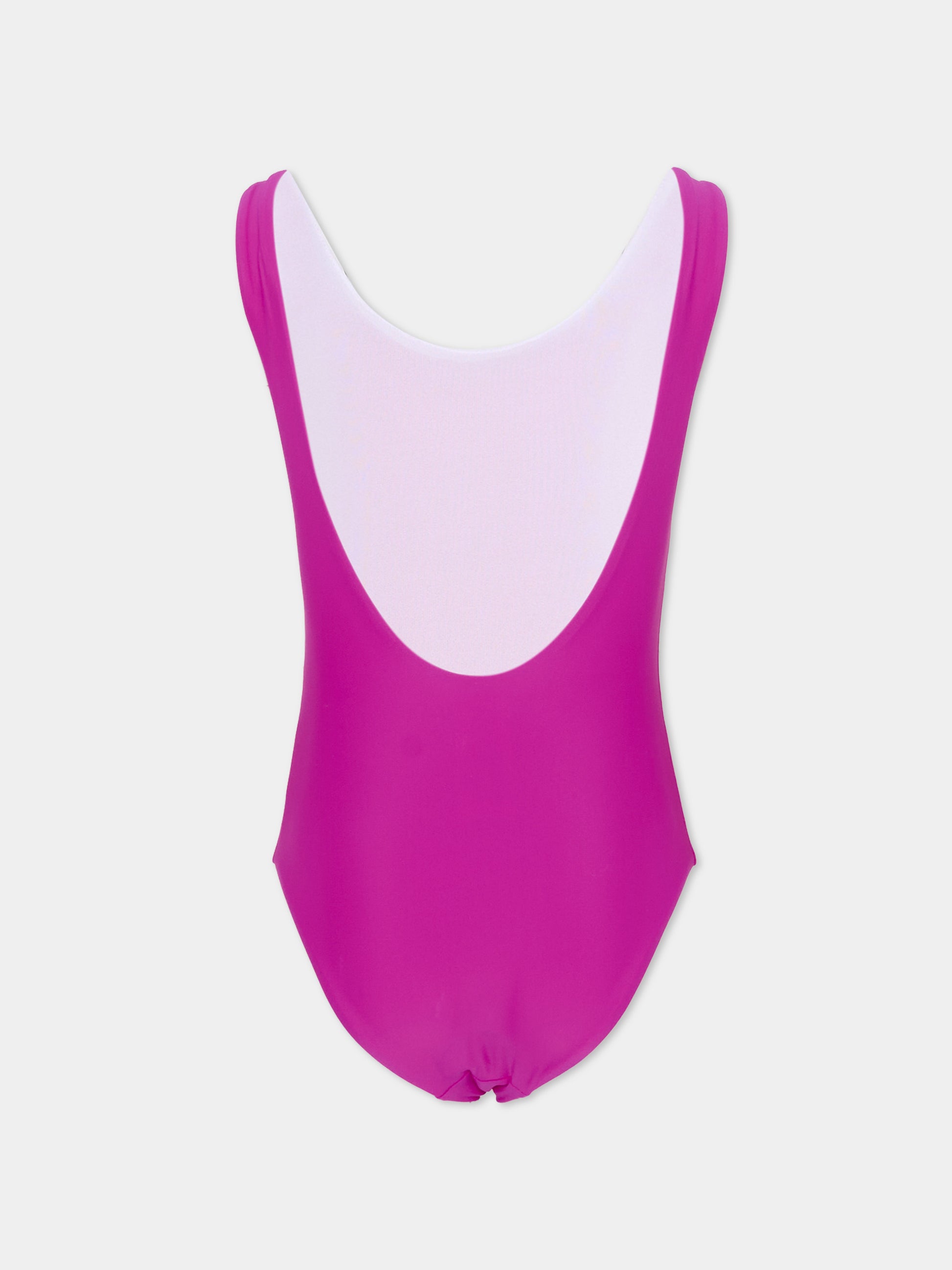 Costume intero fucsia per bambina con logo,Chloé Kids,C20866 46S