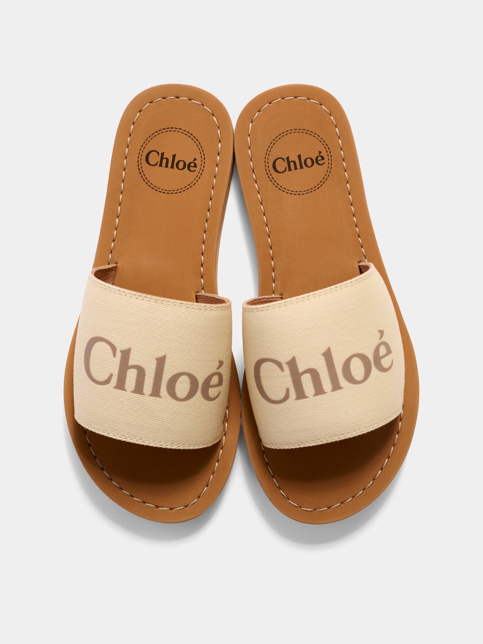 Ciabatte avorio per bambina con logo,Chloé Kids,C20881 117