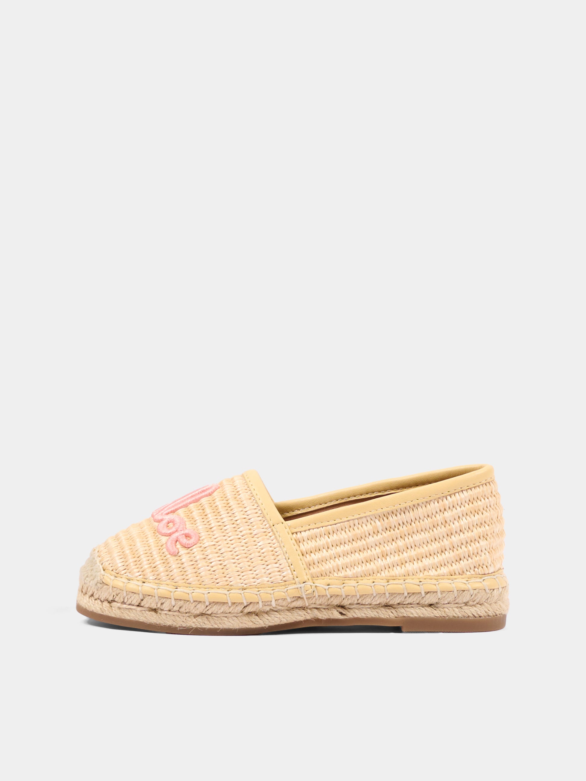 Espadrillas beige per bambina con logo ricamato,Chloé Kids,C20882 43A
