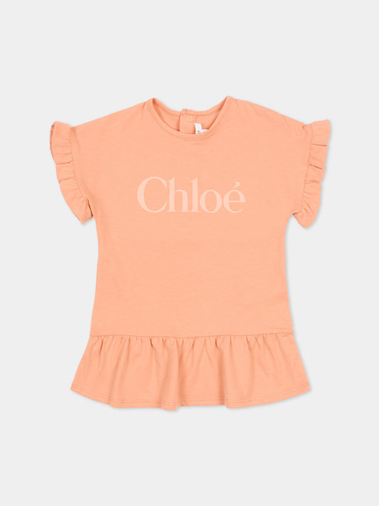 Vestito arancione per neonata con logo,Chloé Kids,C20896 43A