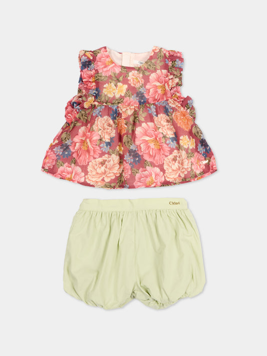 Completo multicolor floreale per neonata,Chloé Kids,C20898 46Y