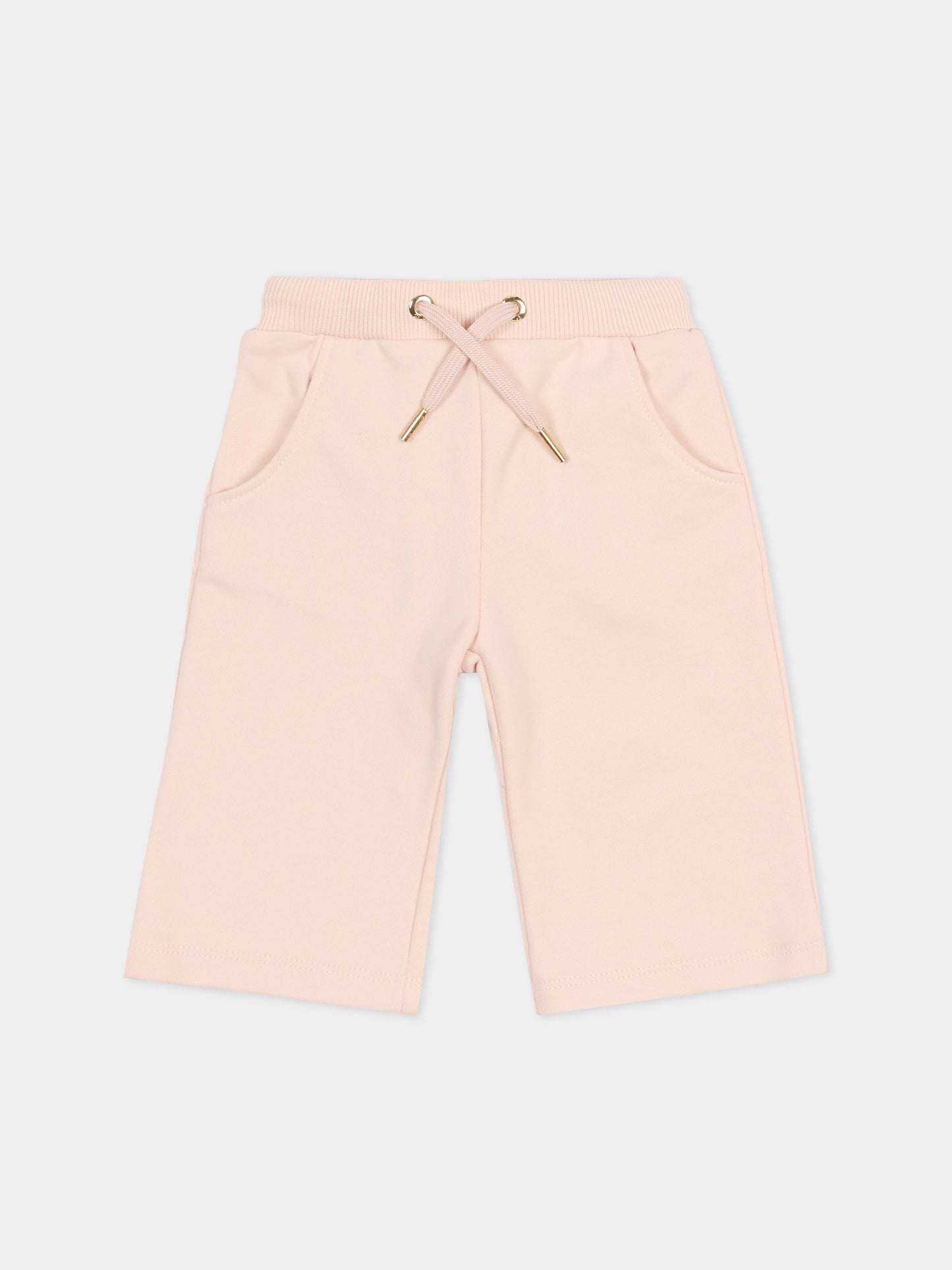 Pantaloni rosa per neonata con logo,Chloé Kids,C20904 46J