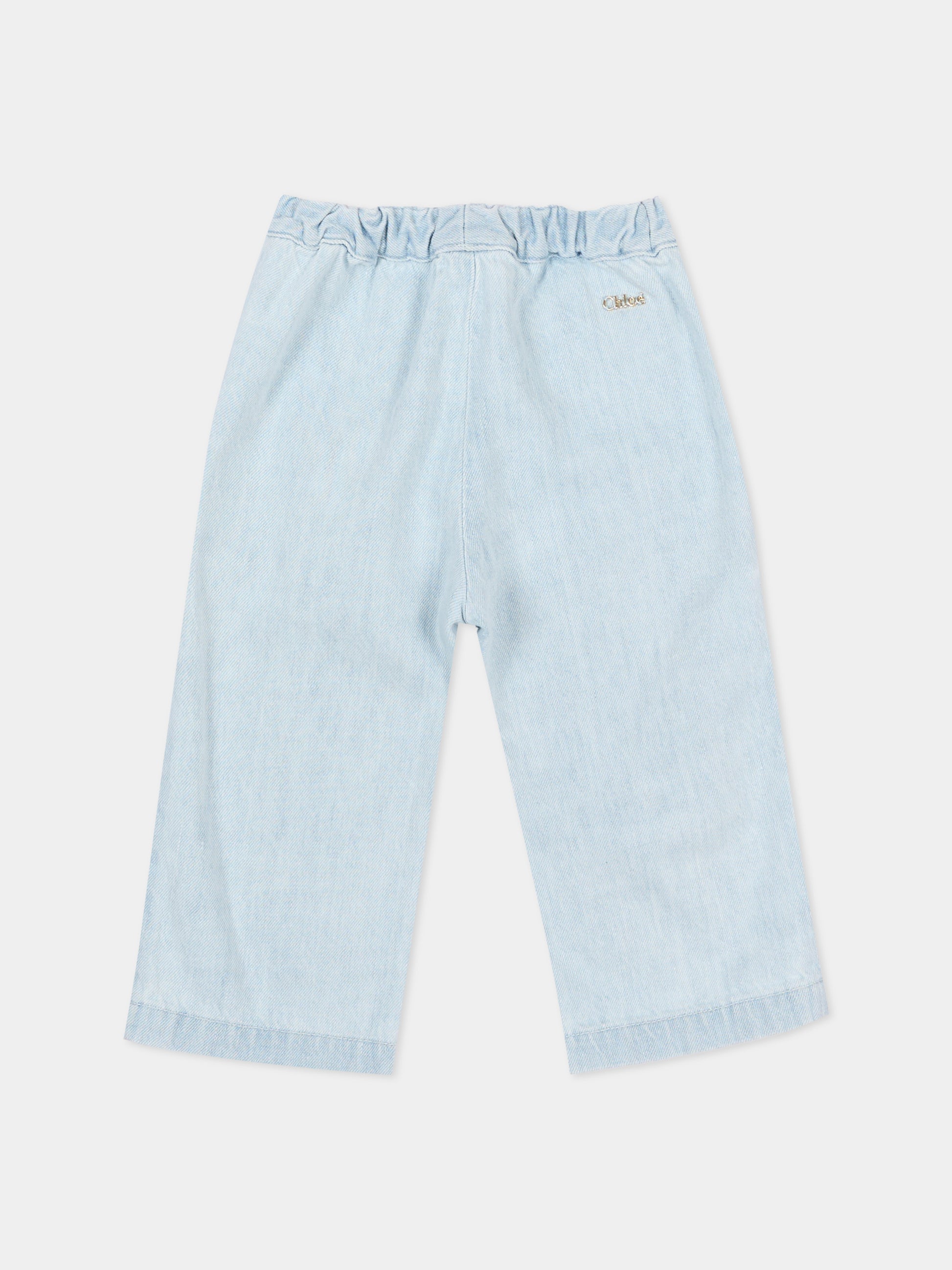 Jeans denim per neonata con ricami,Chloé Kids,C20905 Z04