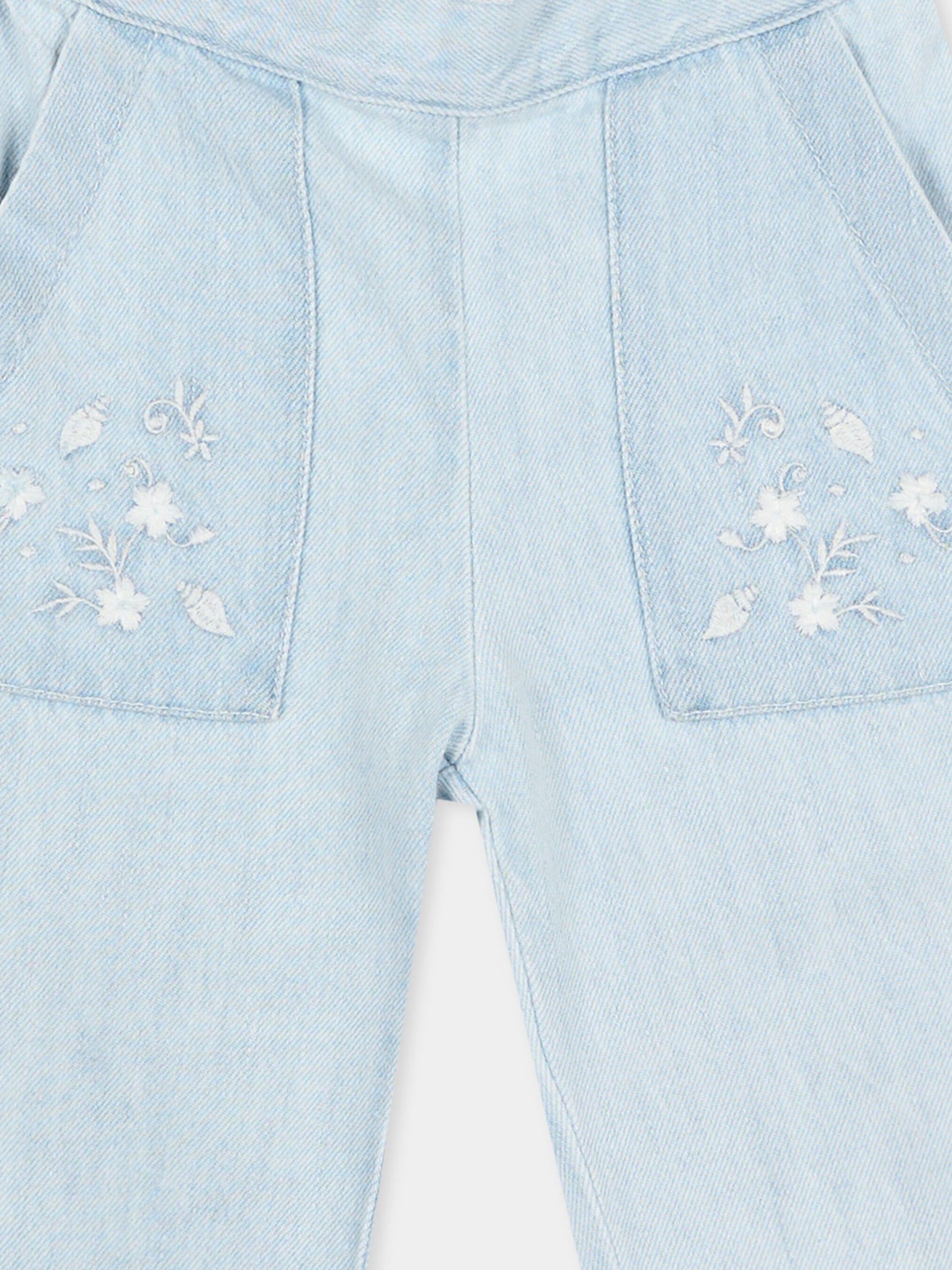 Jeans denim per neonata con ricami,Chloé Kids,C20905 Z04