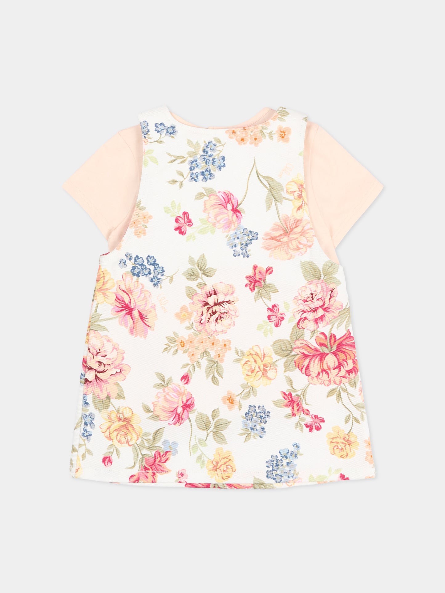 Salopette multicolor per neonata floreale,Chloé Kids,C20906 S95