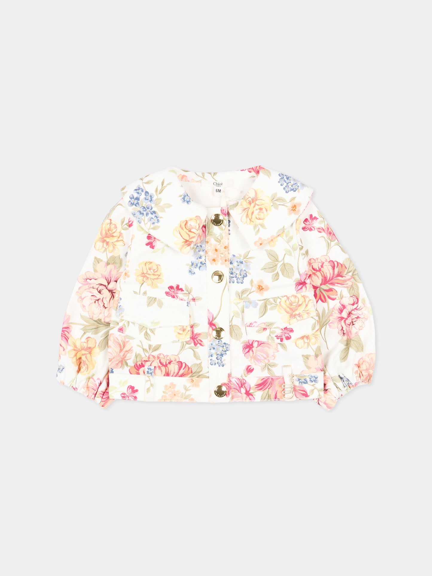 Giubbotto multicolor per neonata floreale,Chloé Kids,C20907 S95