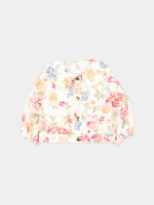 Giubbotto multicolor per neonata floreale,Chloé Kids,C20907 S95