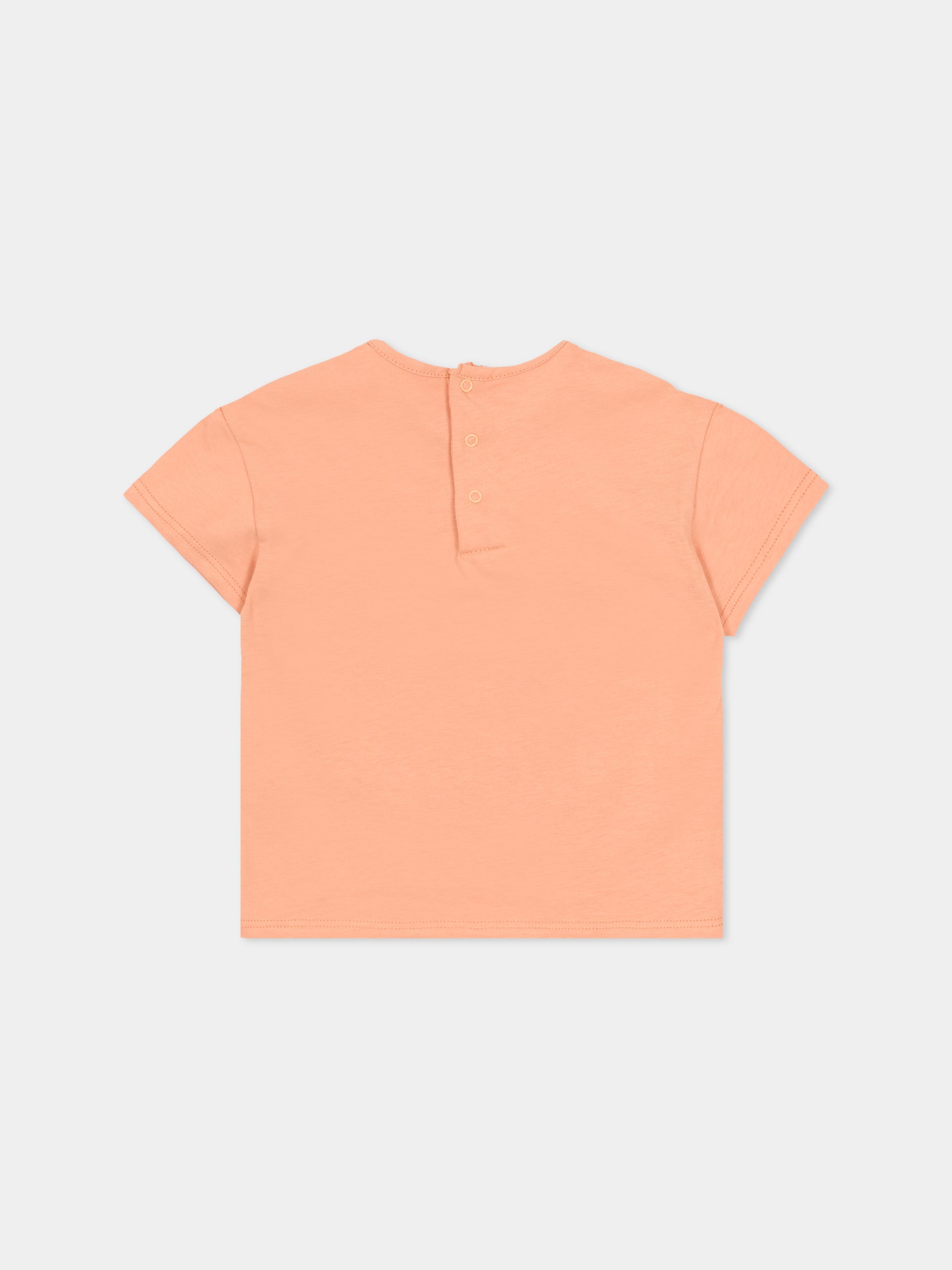 T-Shirt arancione con logo per neonata,Chloé Kids,C20910 43A