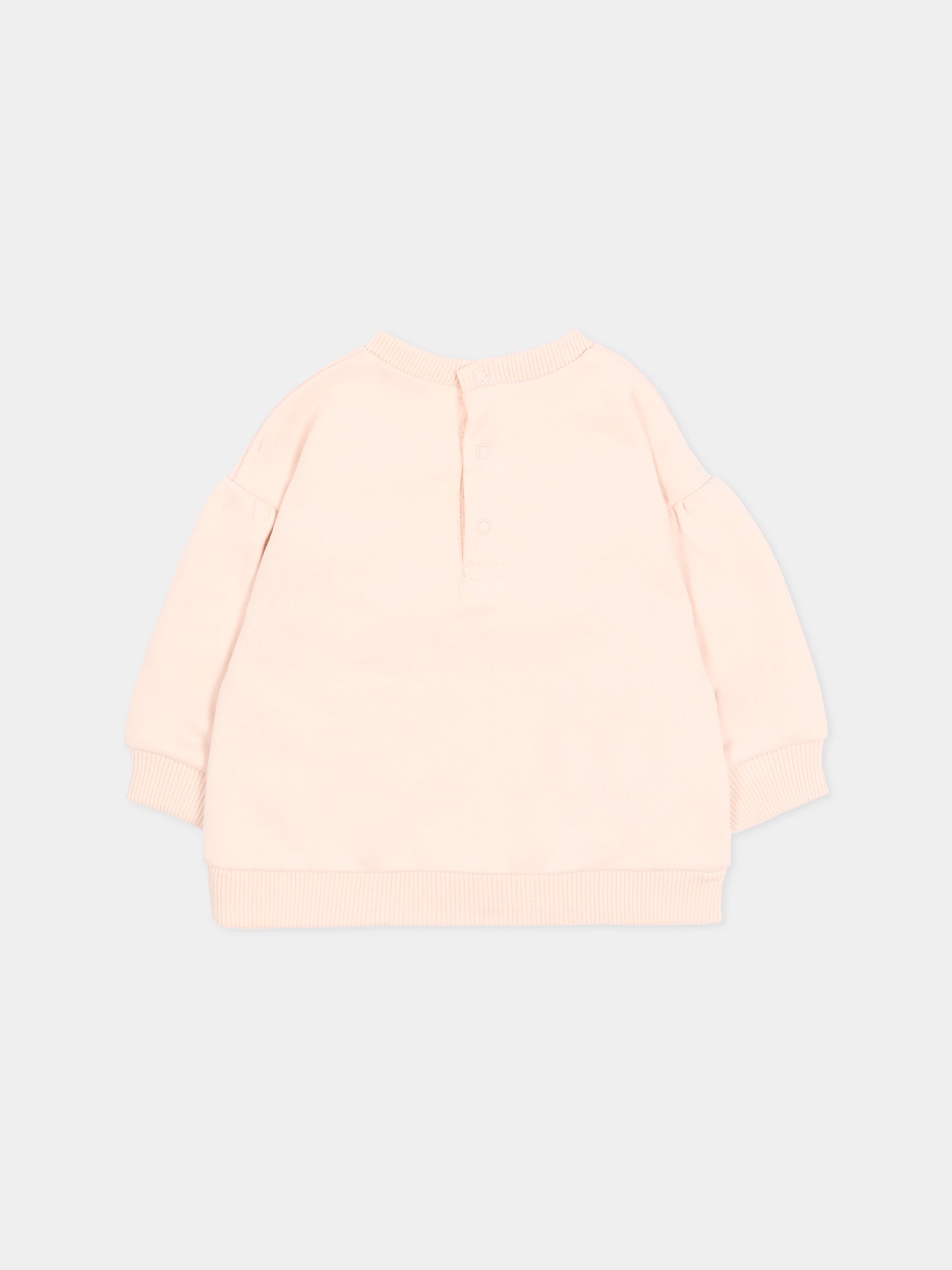 Felpa rosa per neonata con logo ricamato,Chloé Kids,C20913 46J