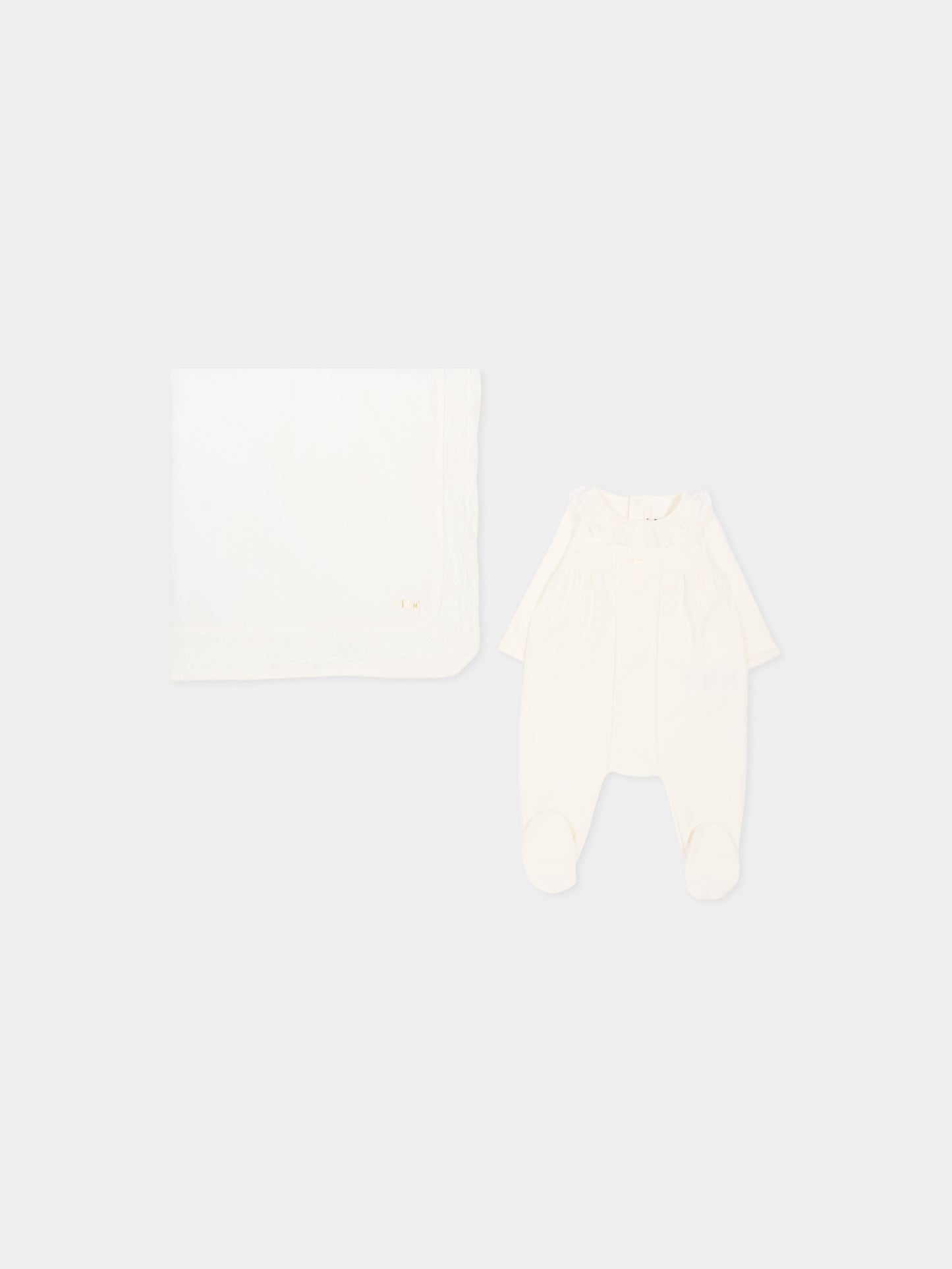 Set tutina avorio per neonata con pizzo,Chloé Kids,C20925 117
