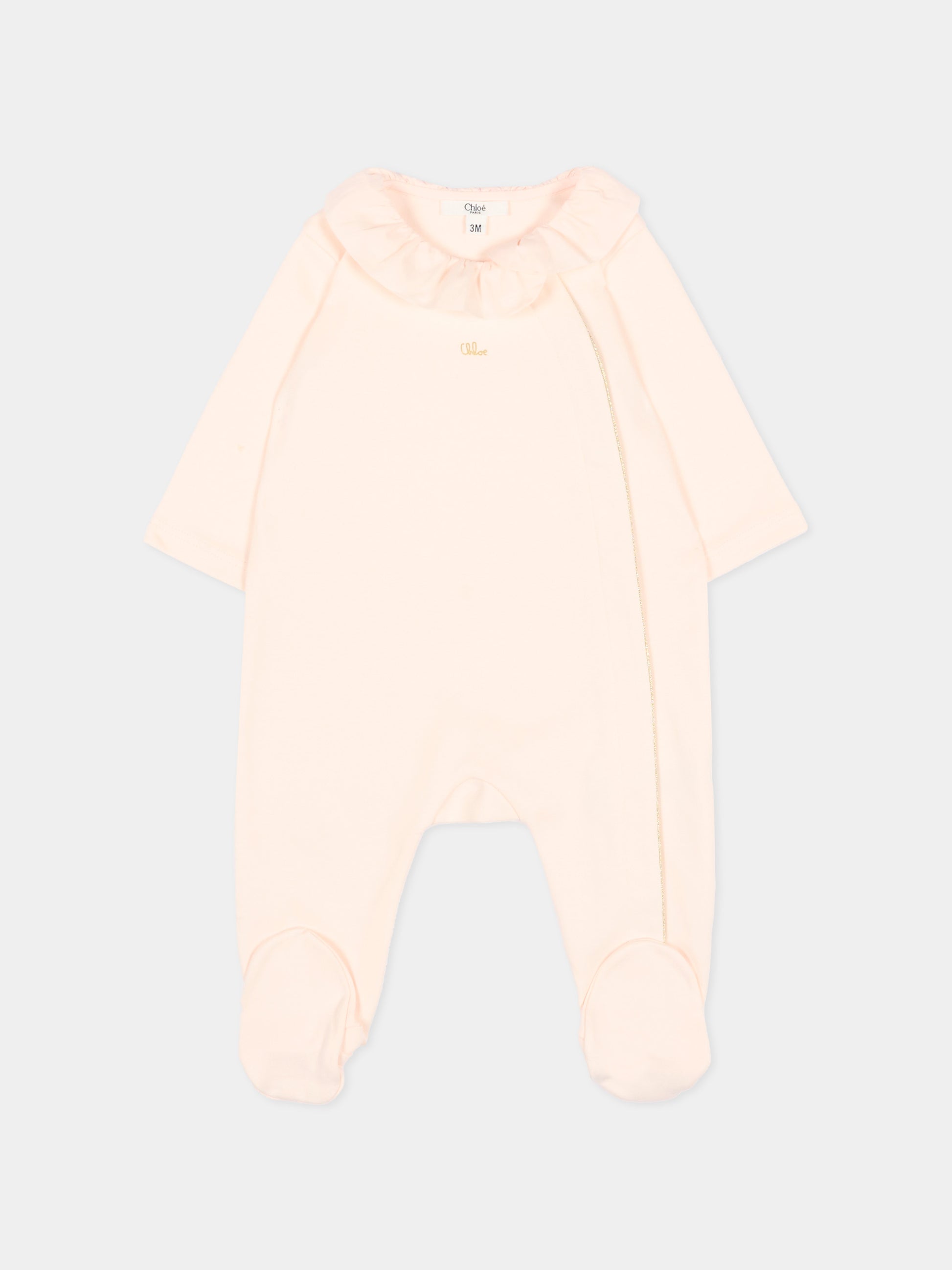 Set tutina rosa per neonata con logo,Chloé Kids,C20926 440