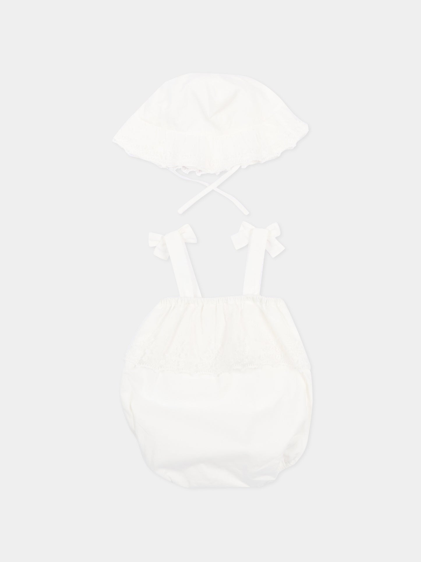 Pagliaccetto avorio per neonata con pizzo,Chloé Kids,C20930 117