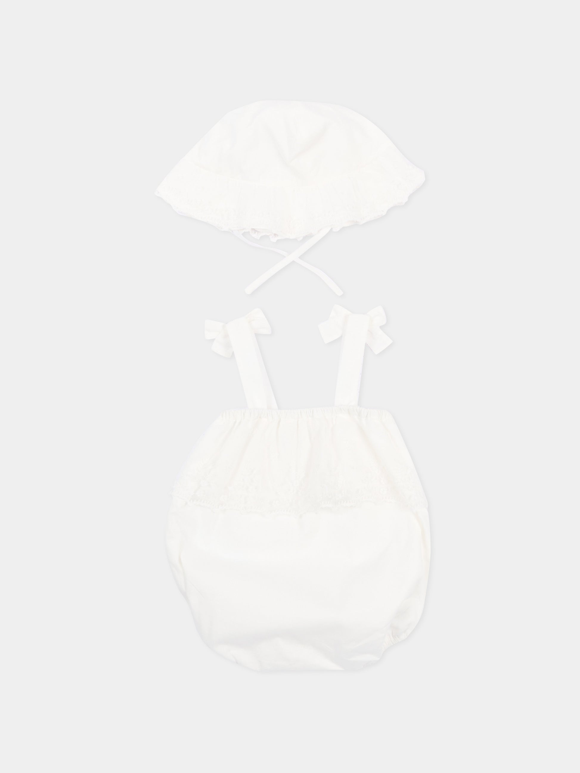 Pagliaccetto avorio per neonata con pizzo,Chloé Kids,C20930 117