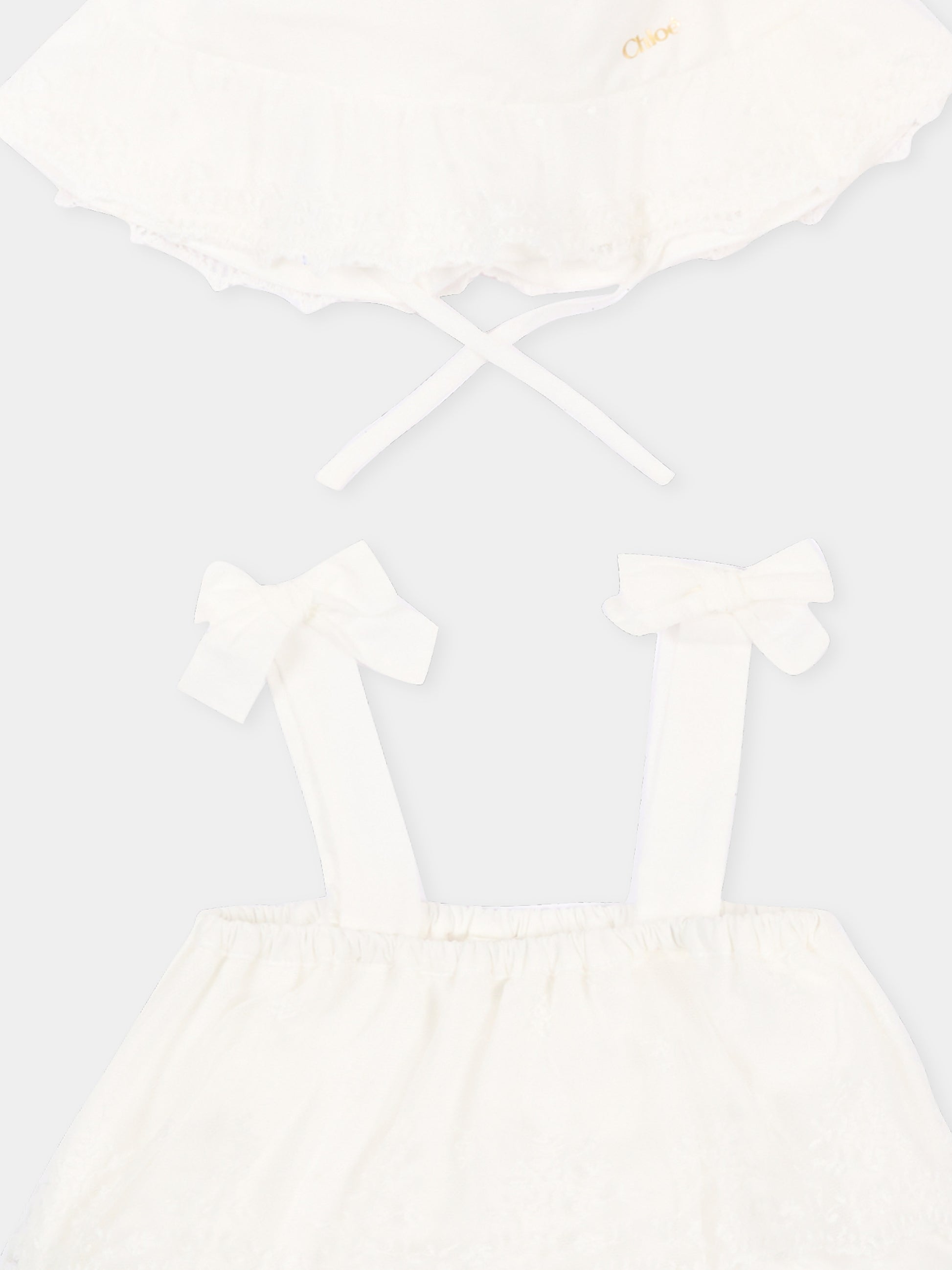 Pagliaccetto avorio per neonata con pizzo,Chloé Kids,C20930 117