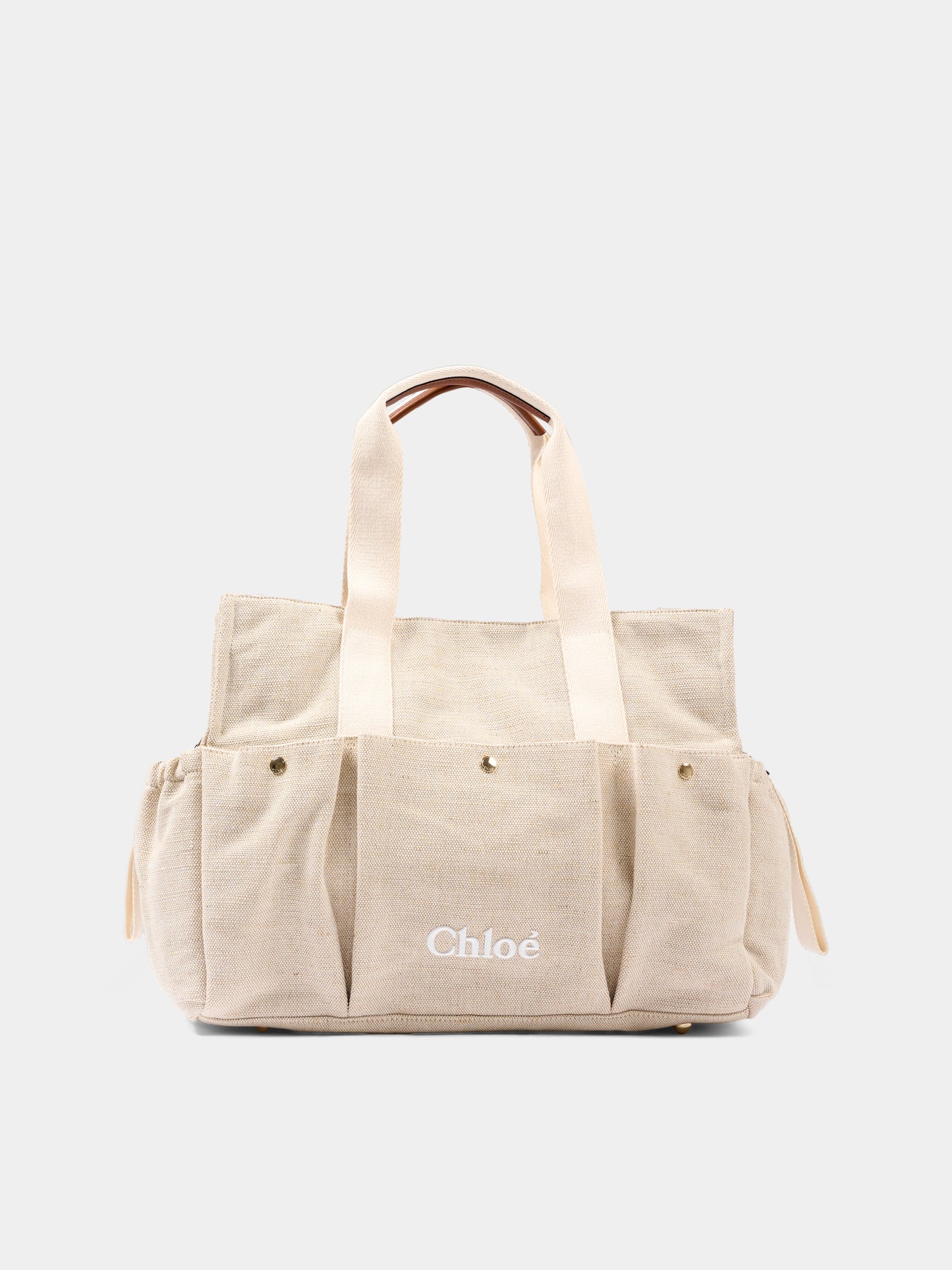 Borsa mamma avorio per neonati con logo,Chloé Kids,C20941 117
