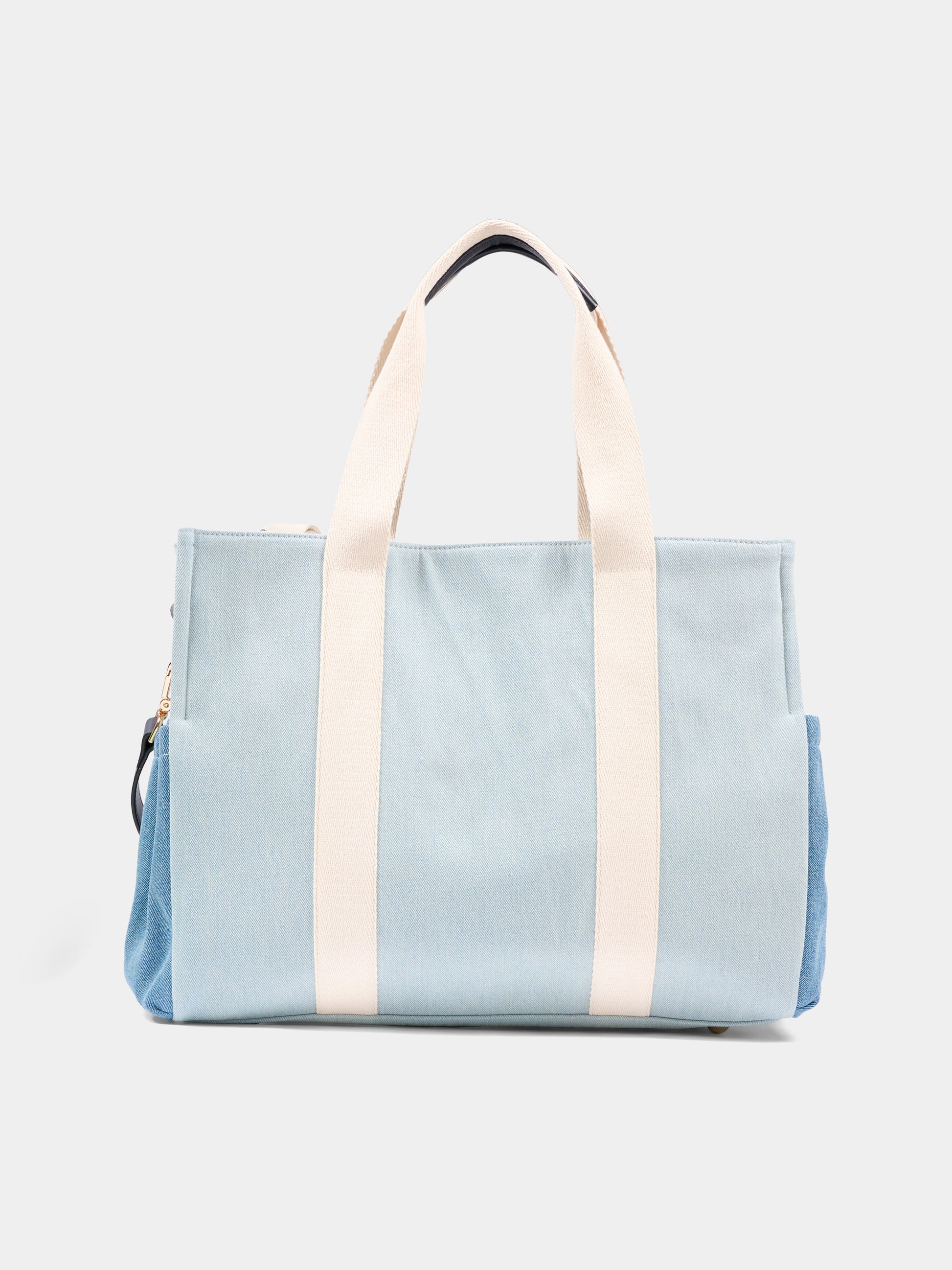 Borsa mamma denim per neonati con logo ricamato,Chloé Kids,C20943 Z10