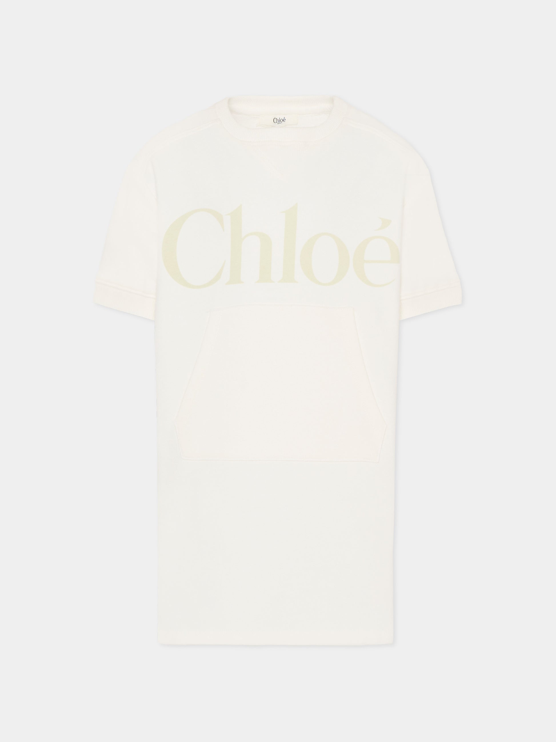 Vestito avorio per bambina con logo,Chloé Kids,C21230 117