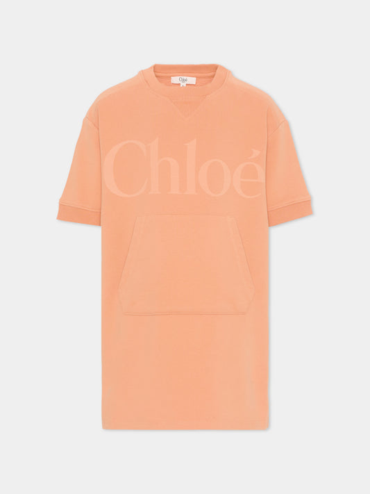 Vestito arancione per bambina con logo,Chloé Kids,C21230 43A