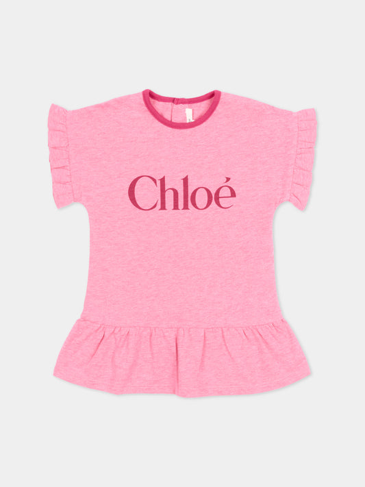 Vestito rosa per neonata con logo,Chloé Kids,C21233 F04