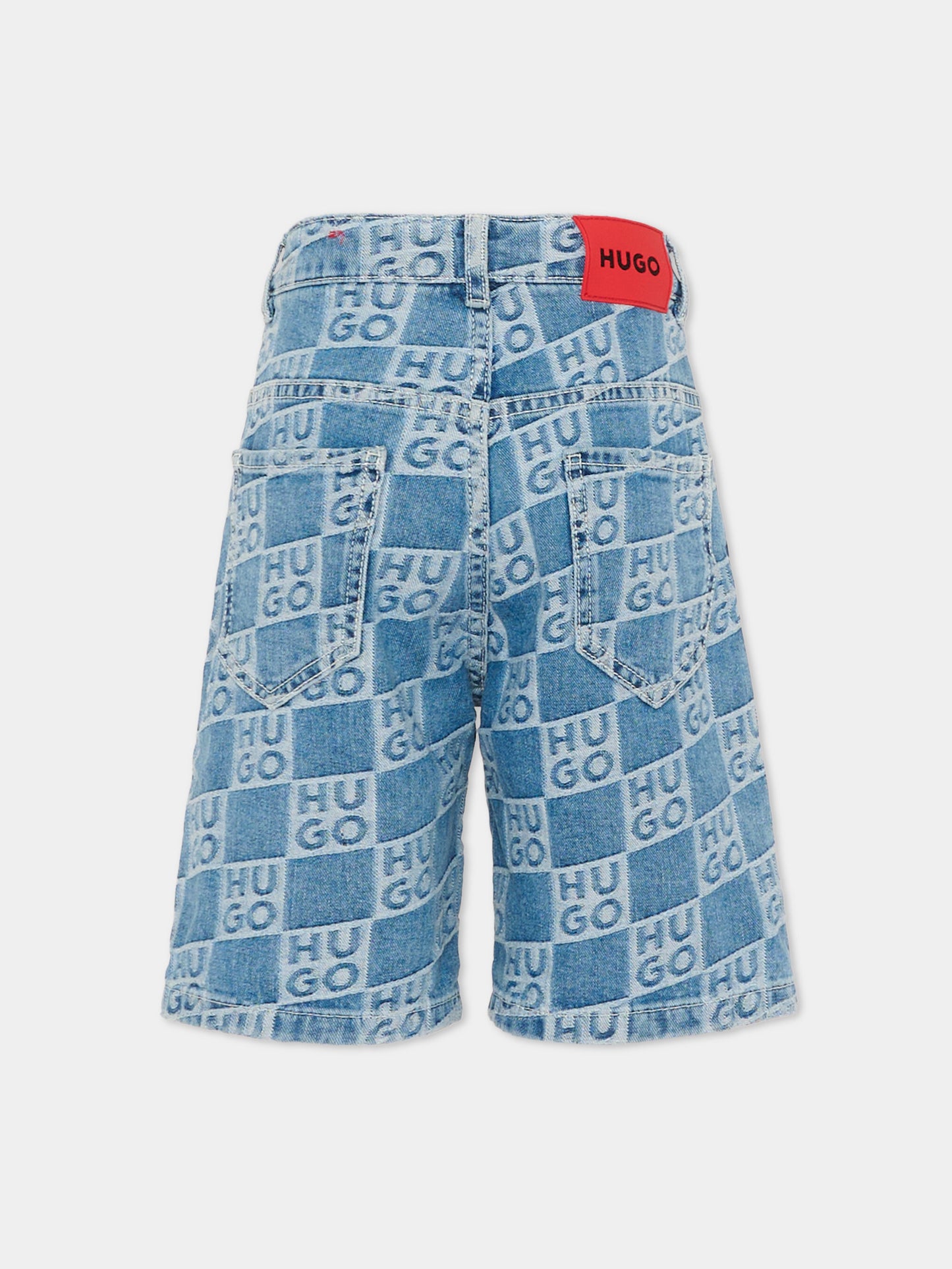 Shorts denim per bambino con logo,Hugo,G00996 Z25