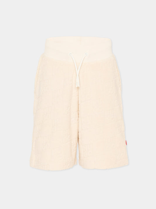 Shorts sportivi avorio per bambino logati,Hugo,G00998 153
