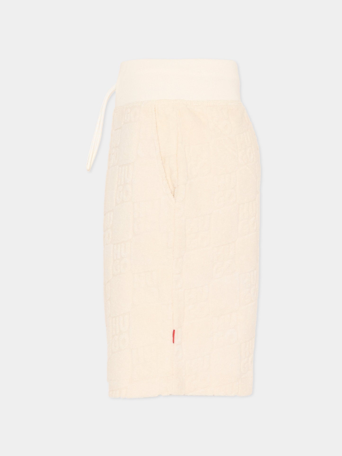 Shorts sportivi avorio per bambino logati,Hugo,G00998 153