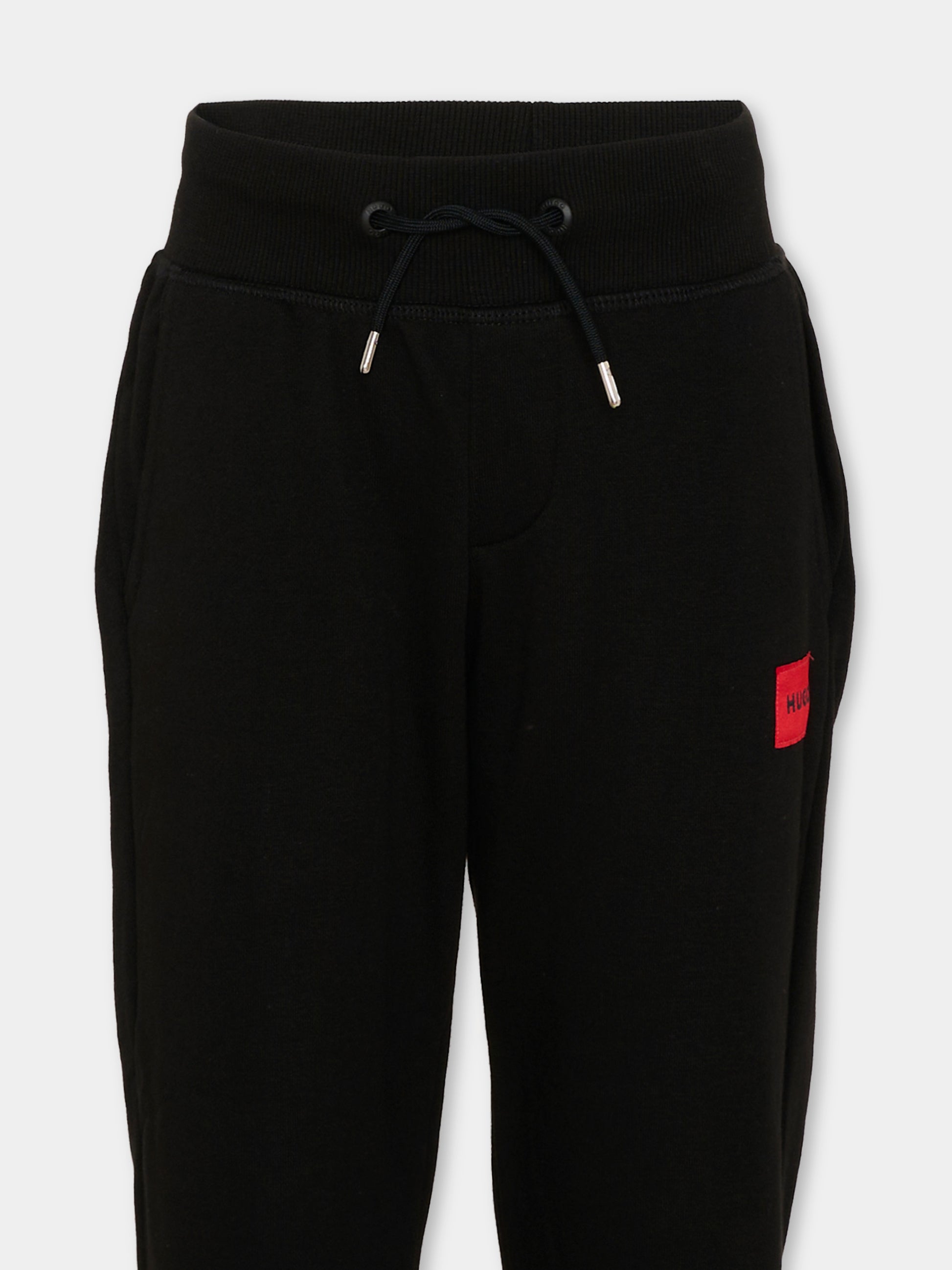 Pantaloni sportivi nero per bambino,Hugo,G01182 09B
