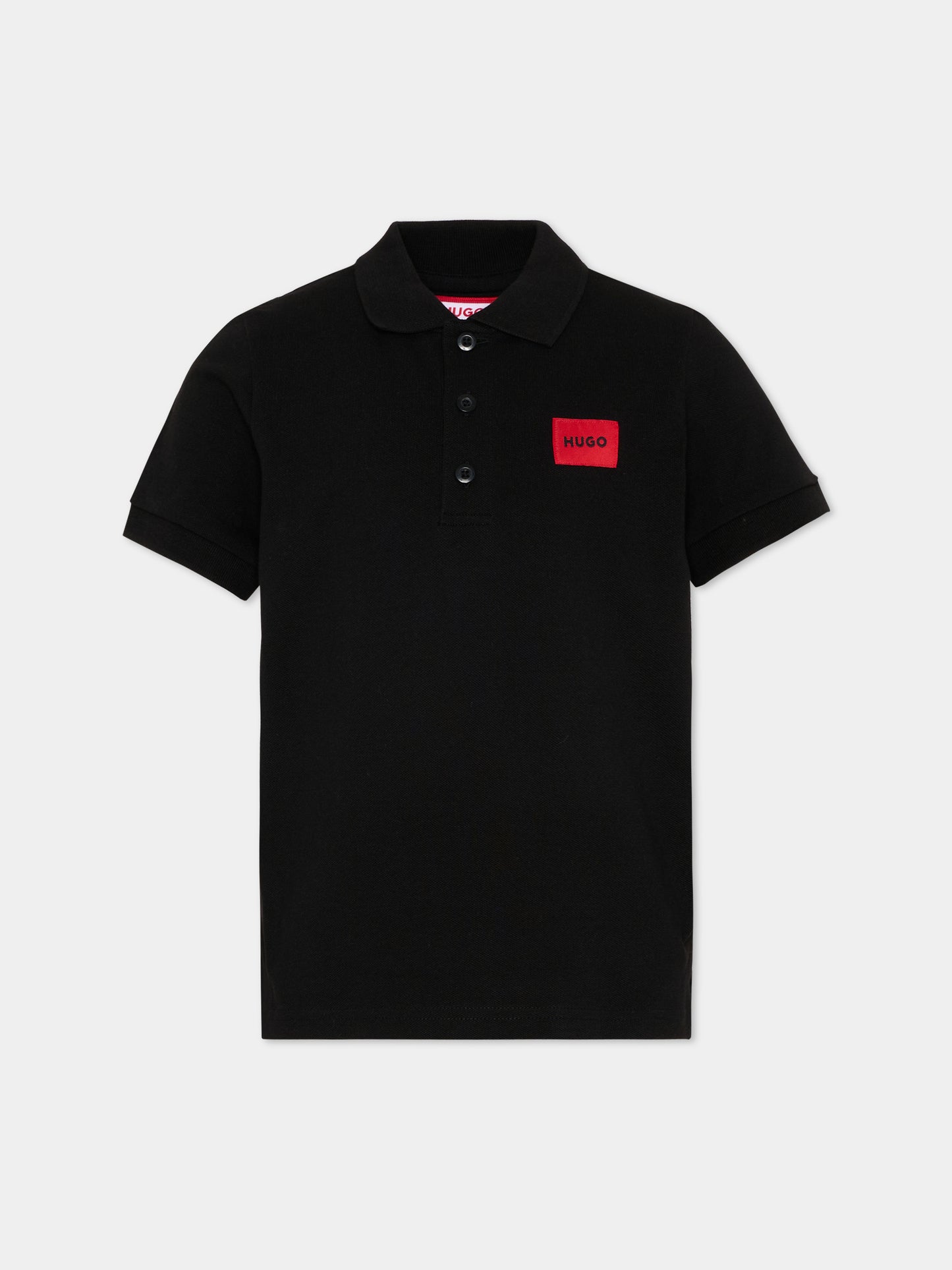 Polo nera per bambino con logo HUGO,Hugo,G01186 09B