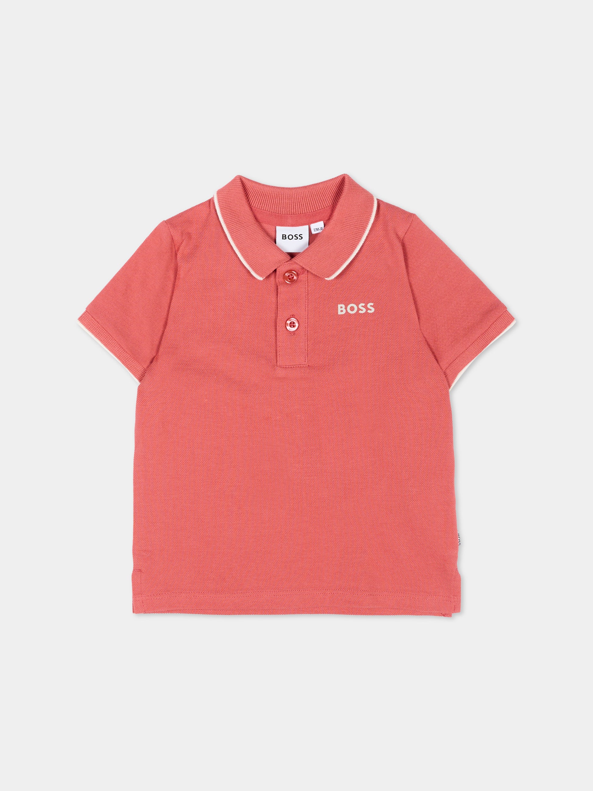 Polo bordeaux per neonato con logo,Boss,J52713 48B