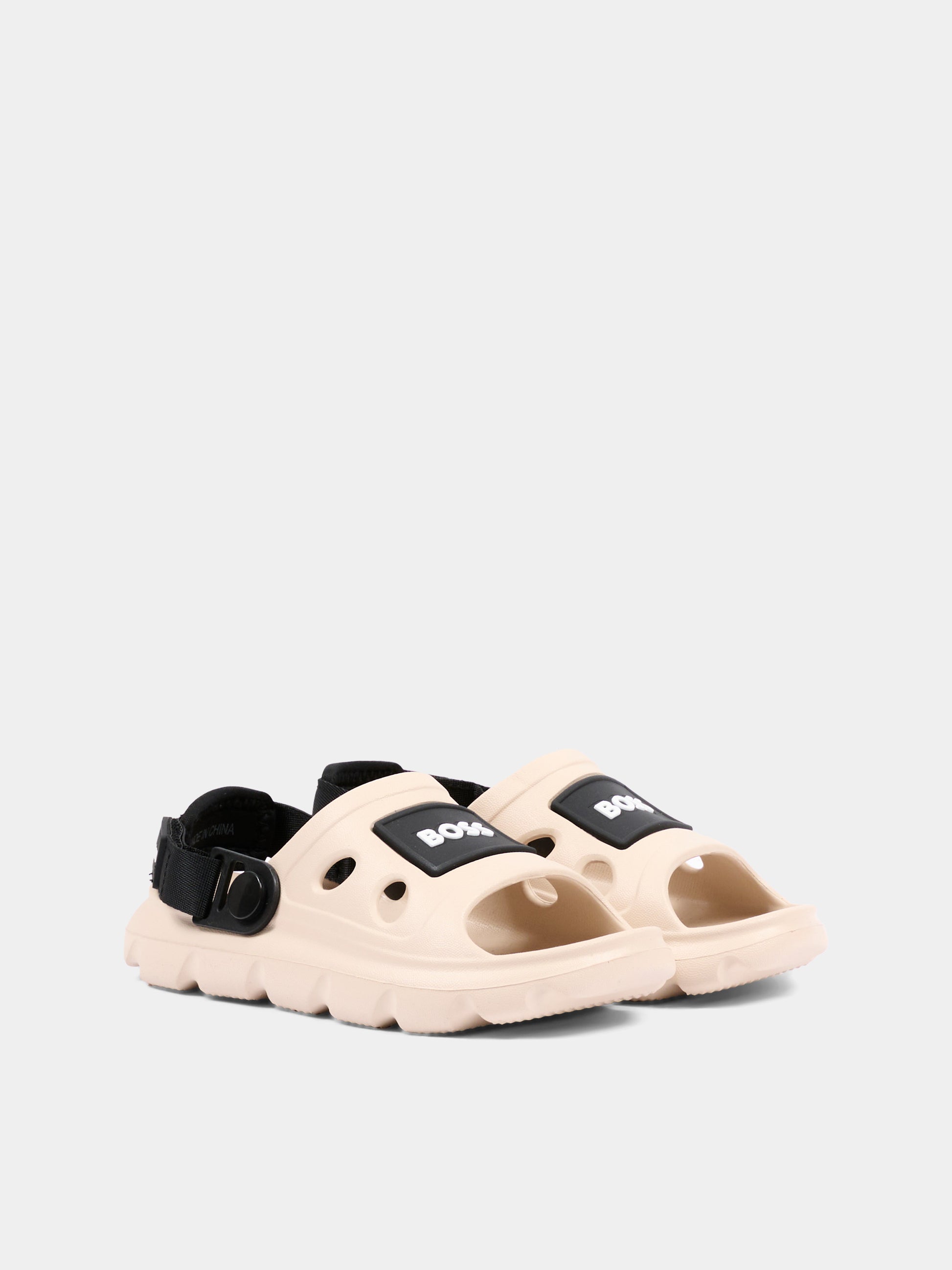 Sandali beige per bambino con logo,Boss,J52813 249