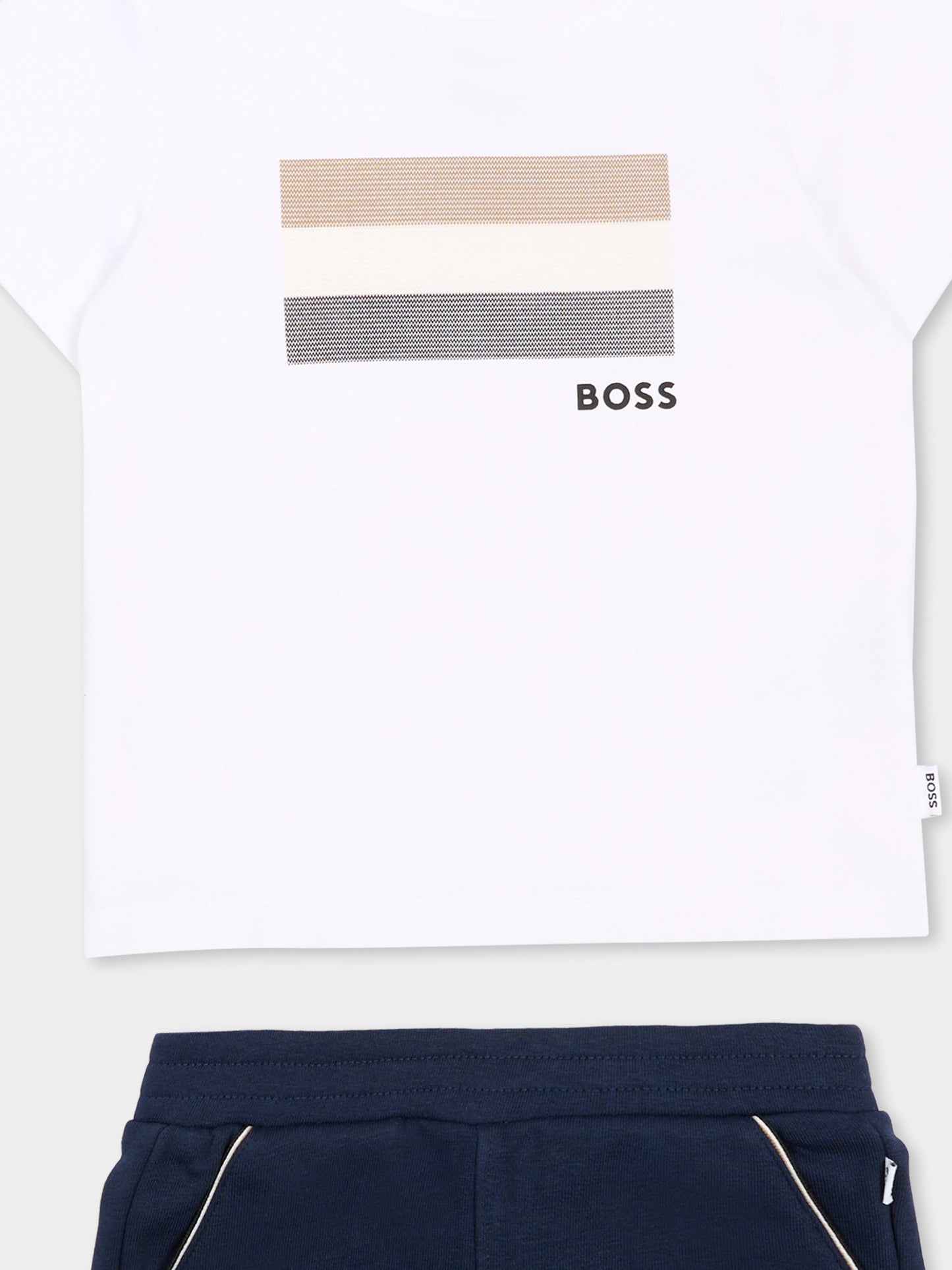 Completo multicolor per neonato con bandiera e logo,Boss,J52847 849