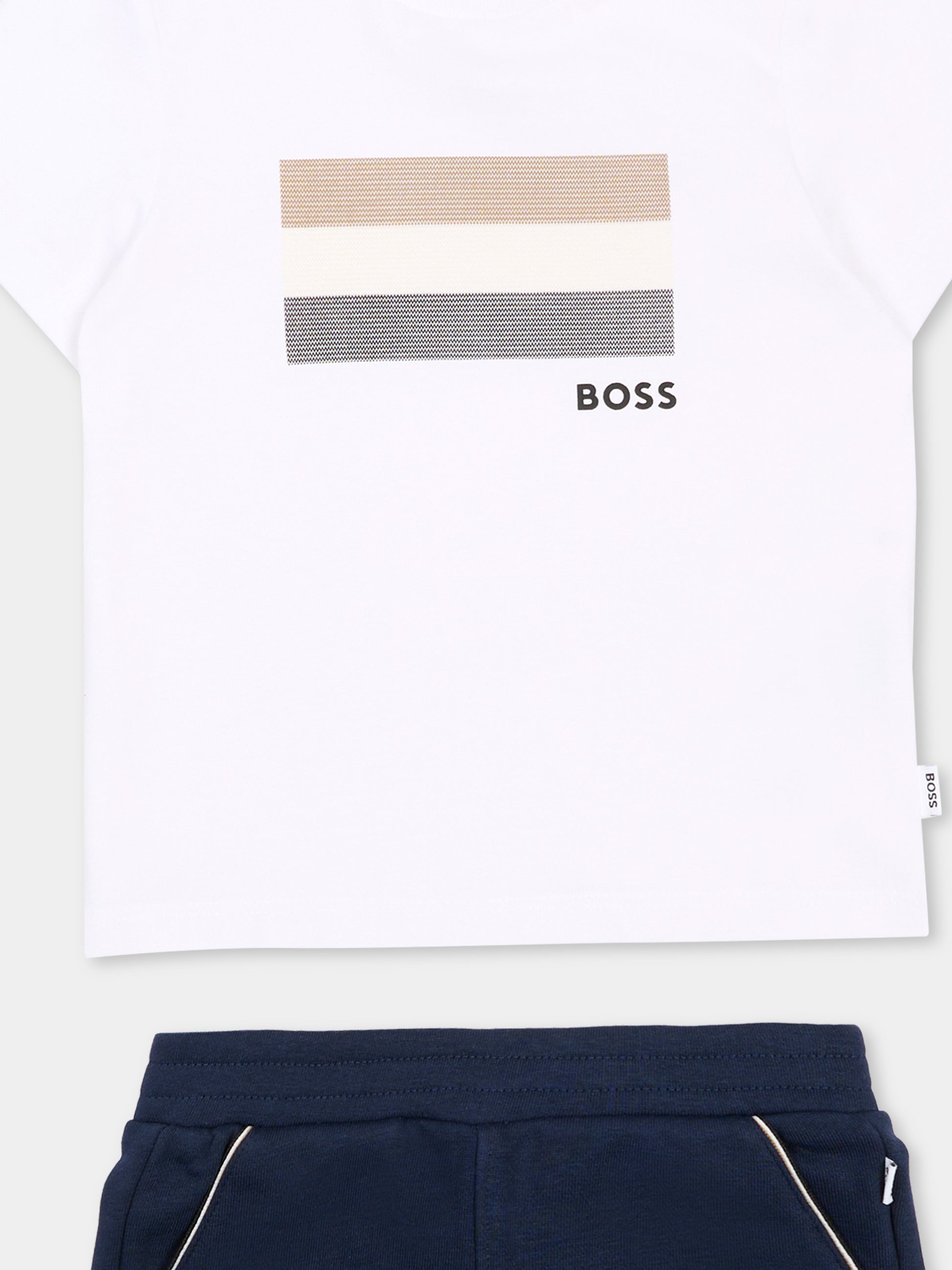 Completo multicolor per neonato con bandiera e logo,Boss,J52847 849