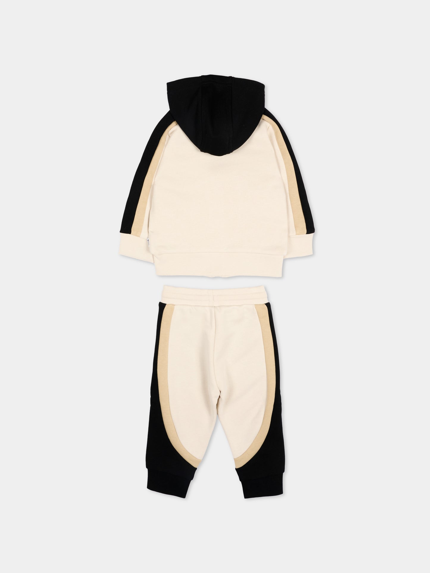 Completo sportivo lungo beige per neonato con logo,Boss,J52850 21C