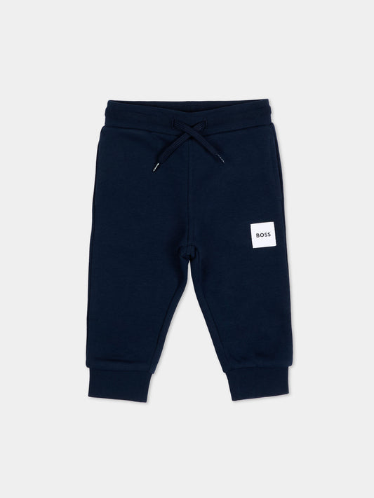 Pantaloni sportivi blu per neonato con logo,Boss,J52853 849