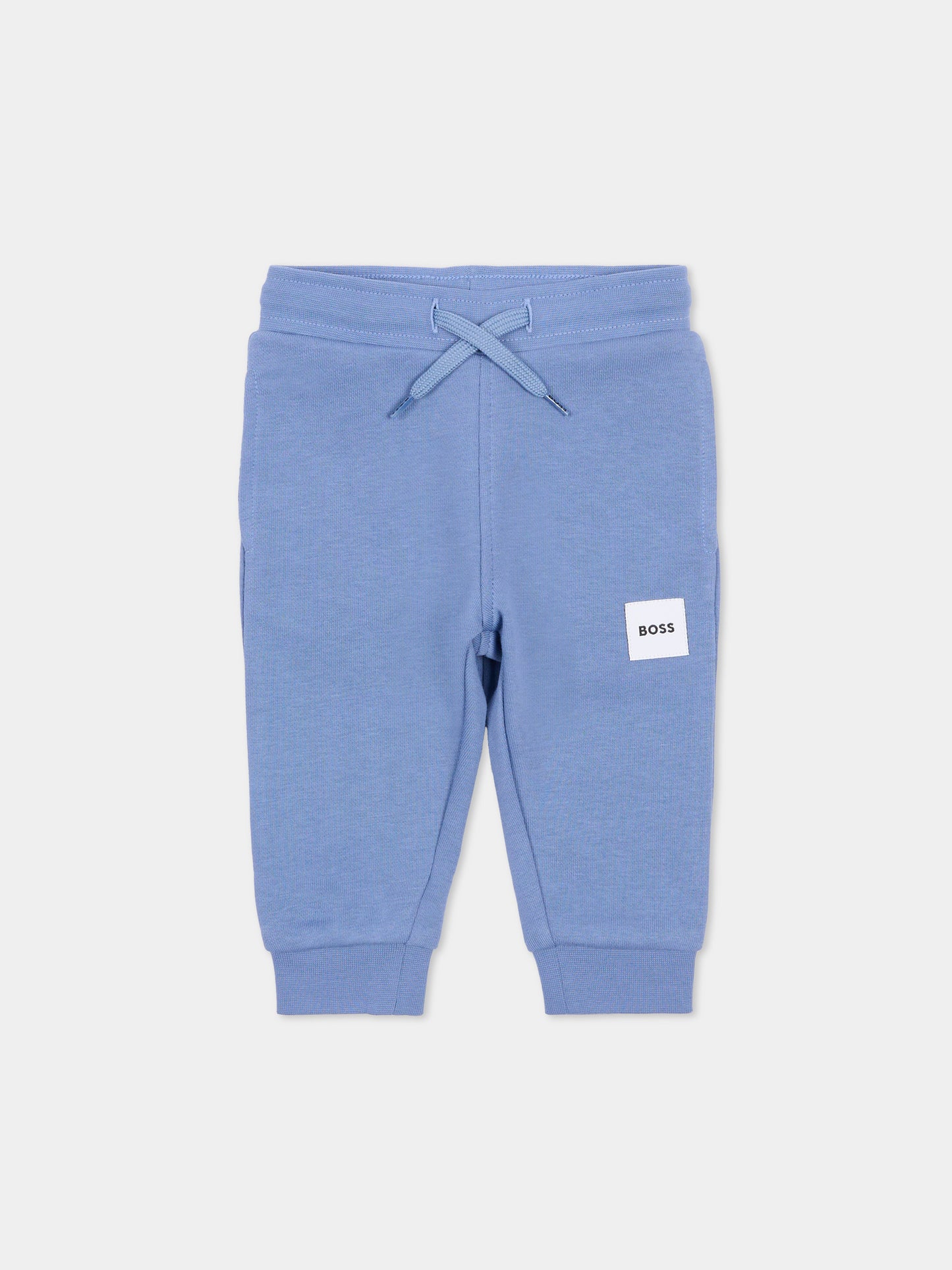Pantaloni celesti per neonato con patch,Boss,J52853 881