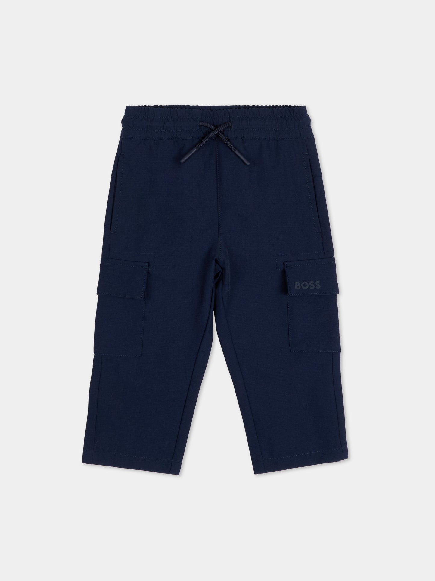 Pantalone blu per neonato con tasche cargo,Boss,J52855 849