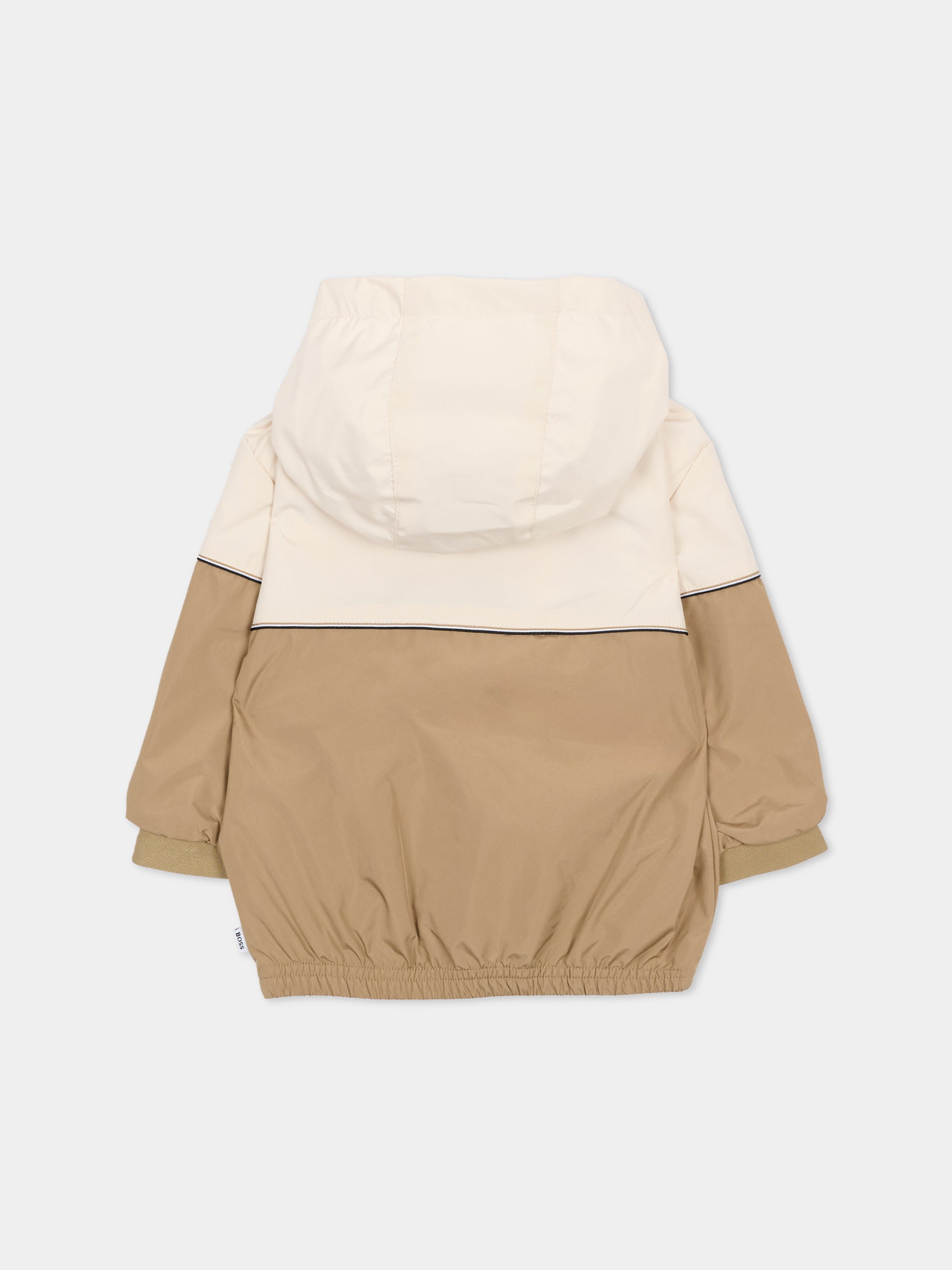 Giacca a vento beige per neonato con logo,Boss,J52860 295
