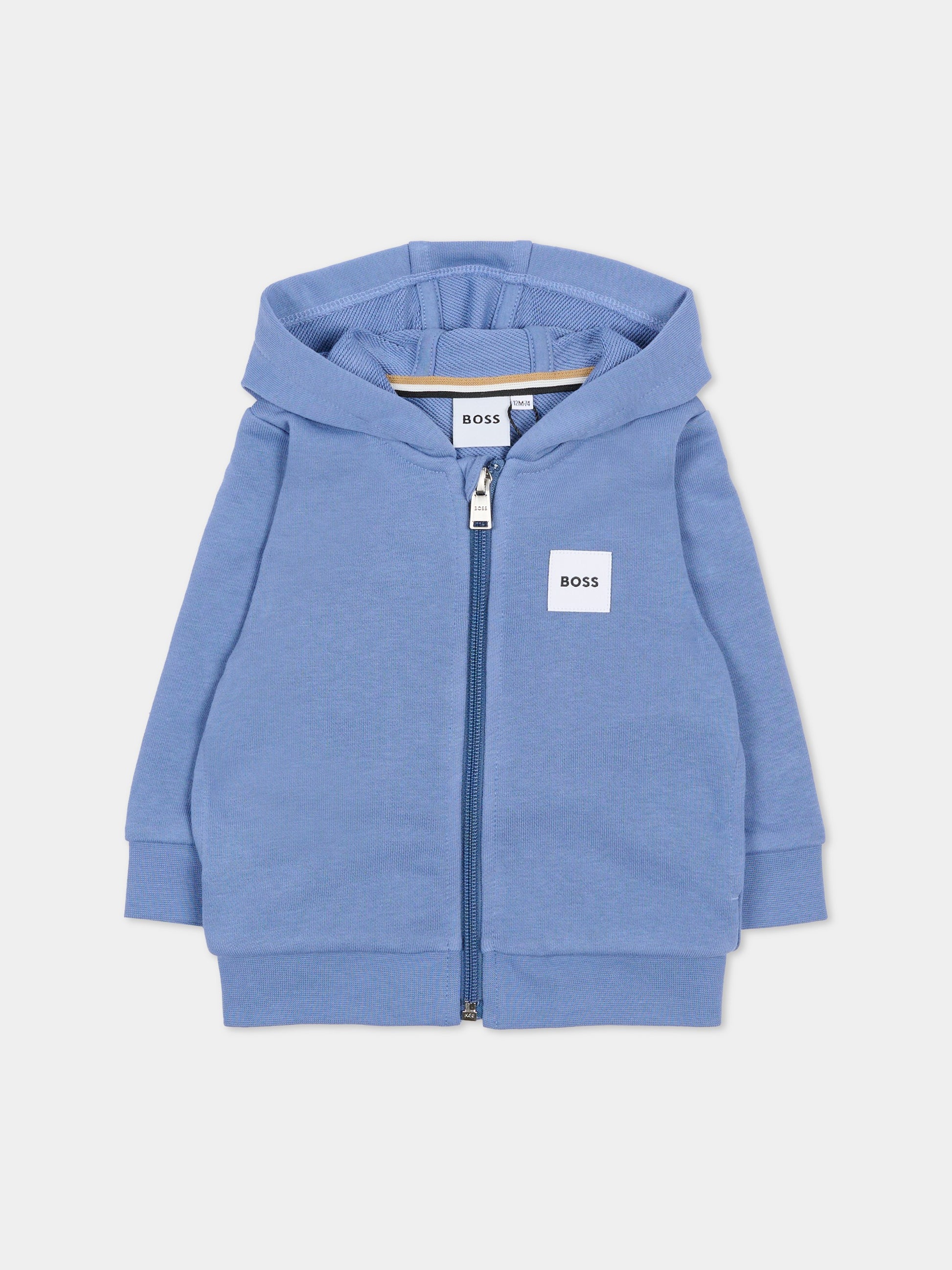 Felpa blu per neonato con patch,Boss,J52866 881