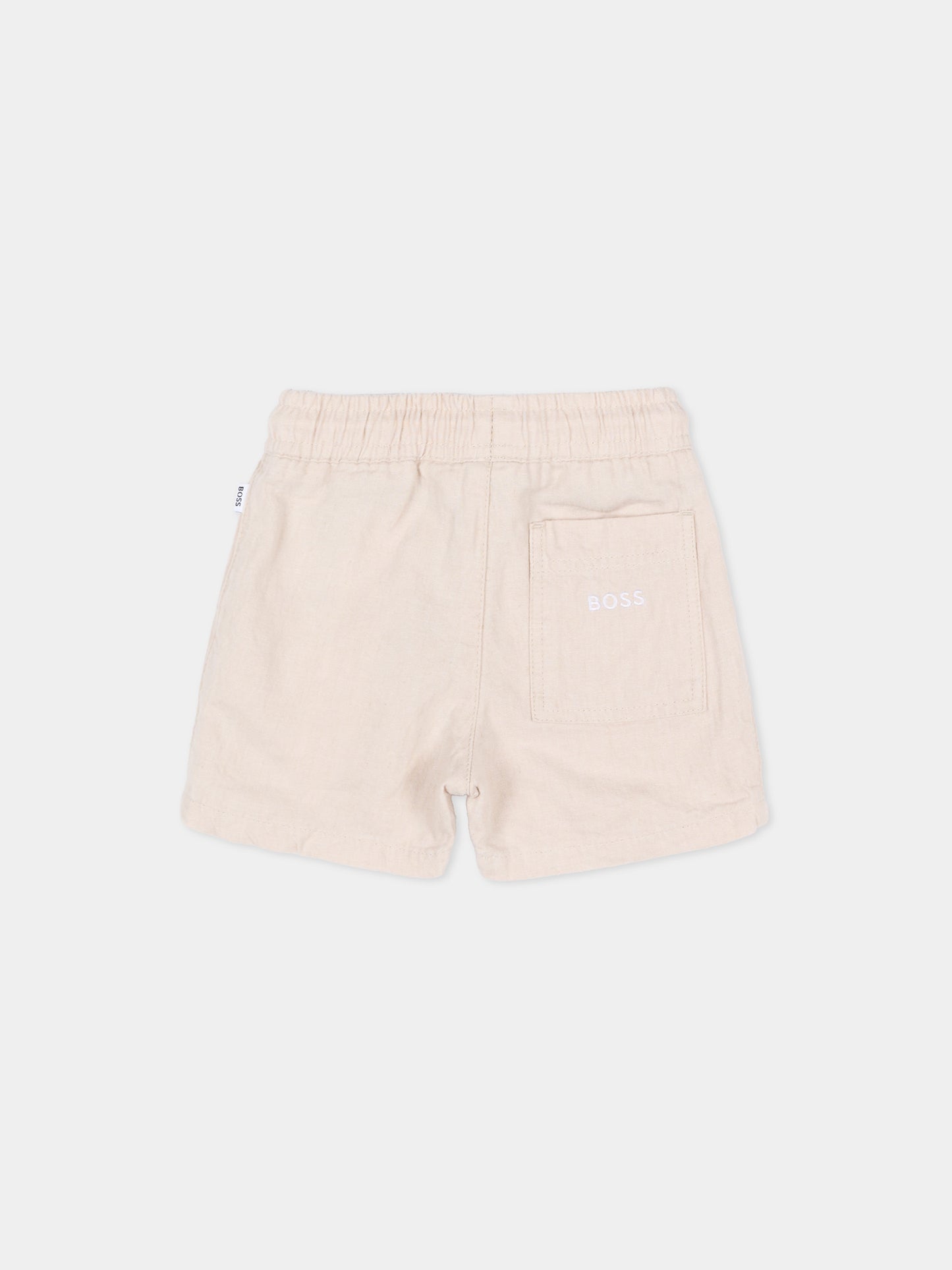Shorts beige per neonato con logo,Boss,J52875 130