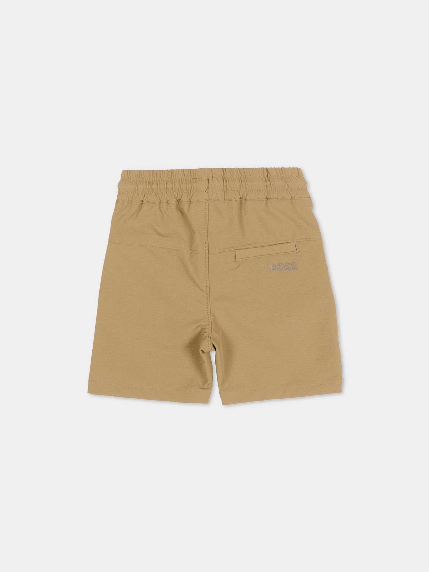 Shorts beige per neonato con logo,Boss,J52876 295