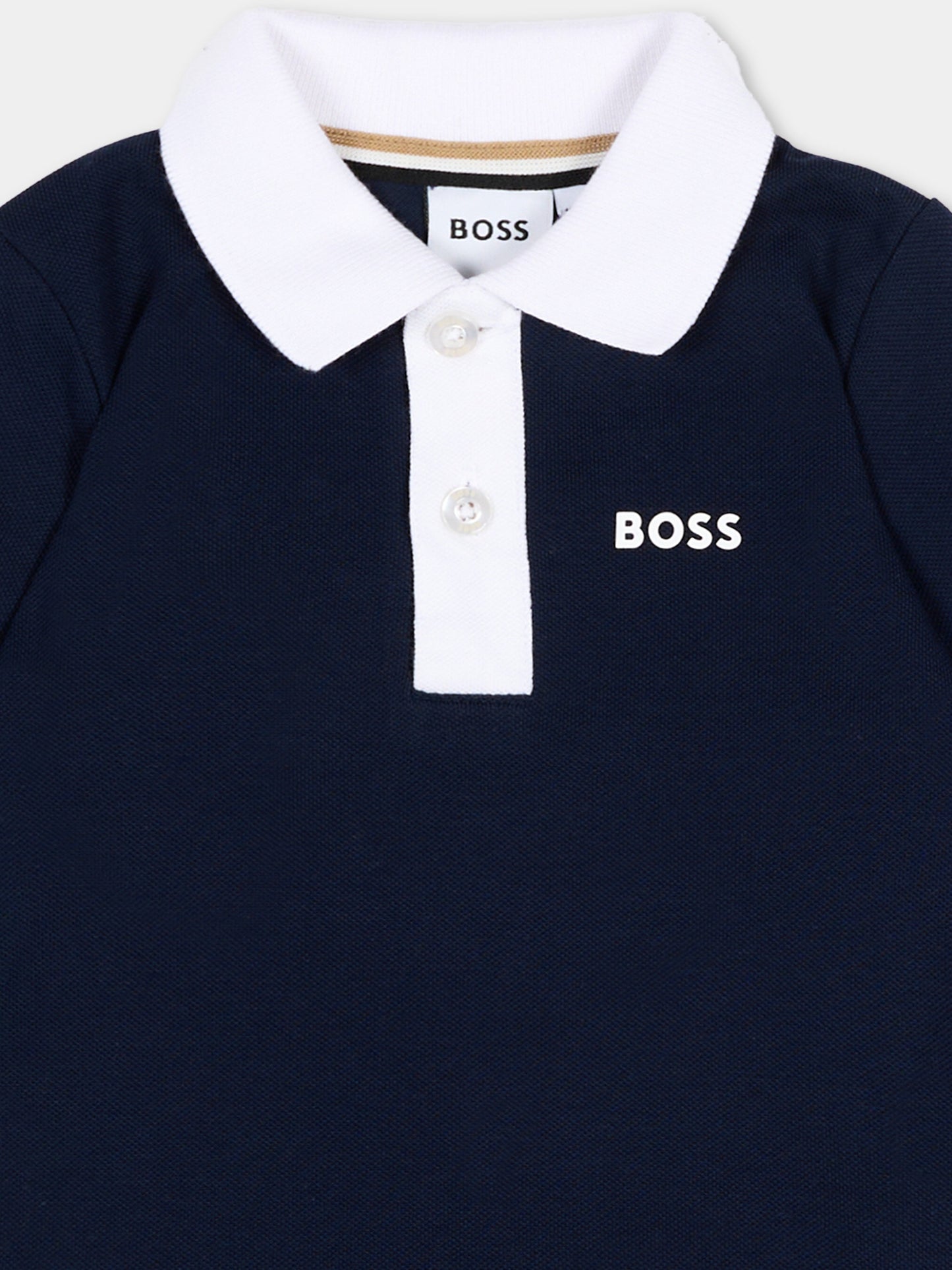 Polo blu per neonato con logo,Boss,J52878 849