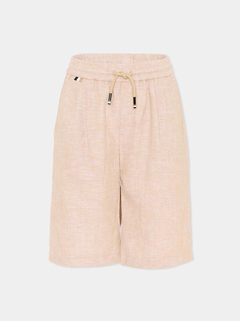 Shorts beige in misto lino per bambino,Boss,J52924 249