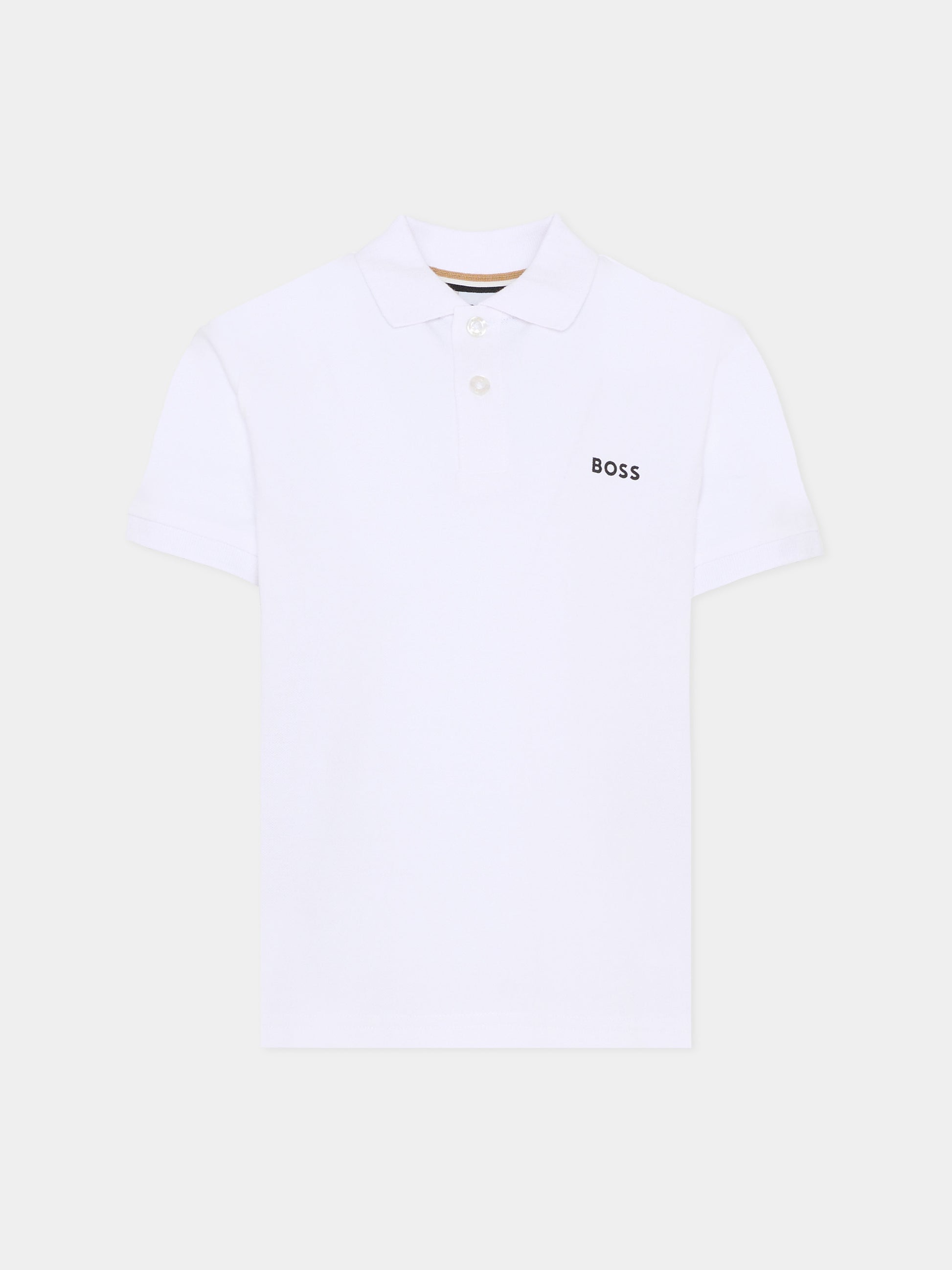Polo bianca per bambino con logo,Boss,J52954 10P