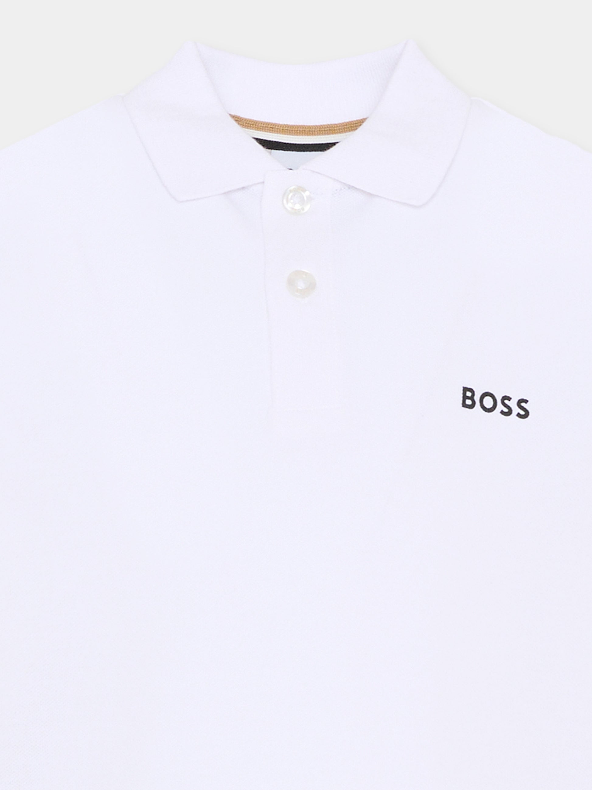 Polo bianca per bambino con logo,Boss,J52954 10P