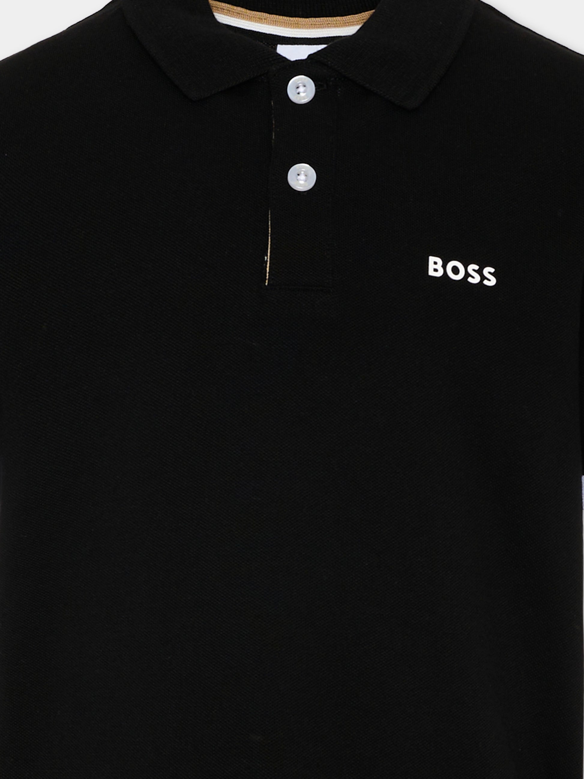 Polo nera per bambino con logo,Boss,J52955 09B