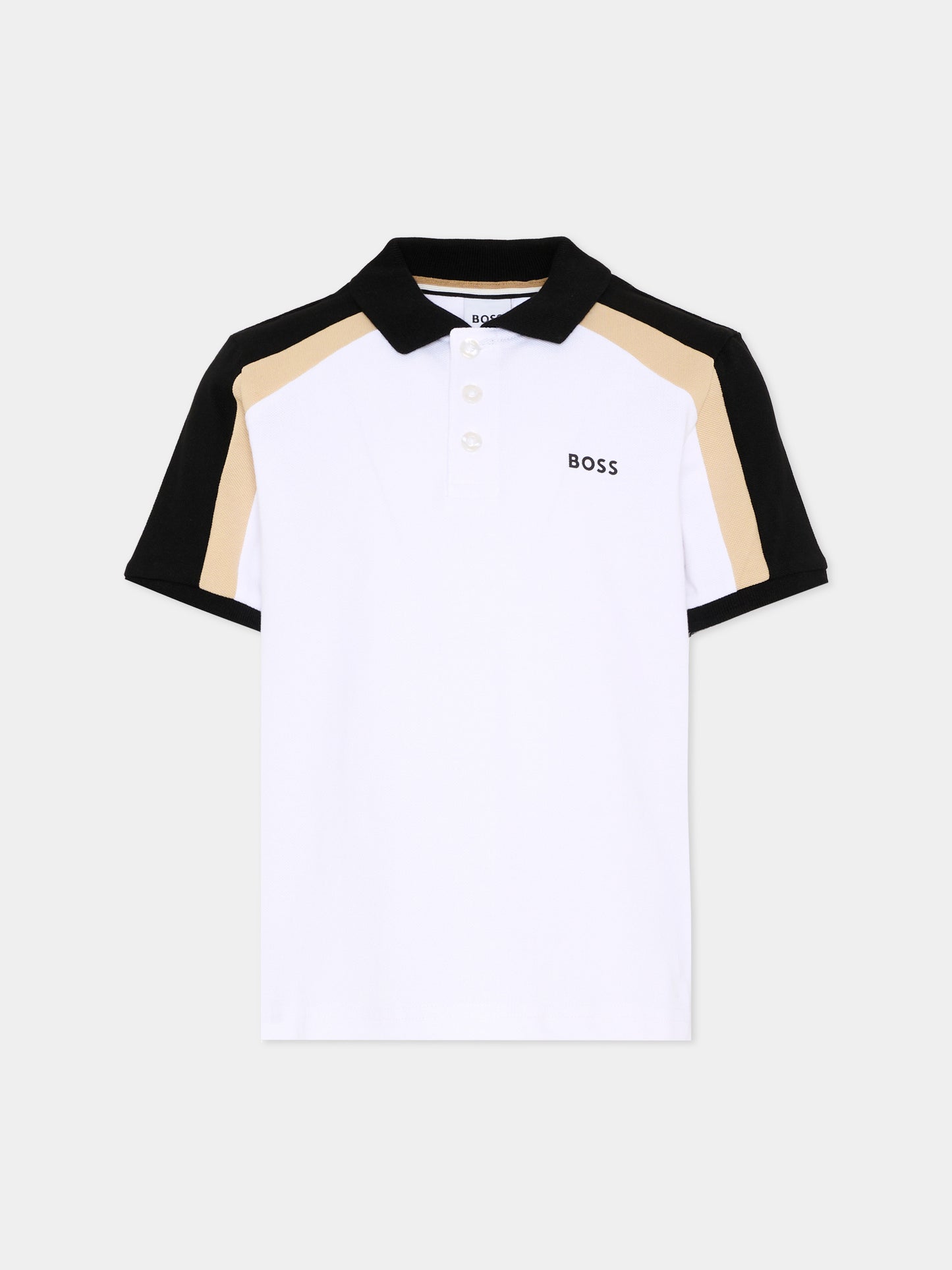 Polo bianca per bambino color block,Boss,J52960 10P