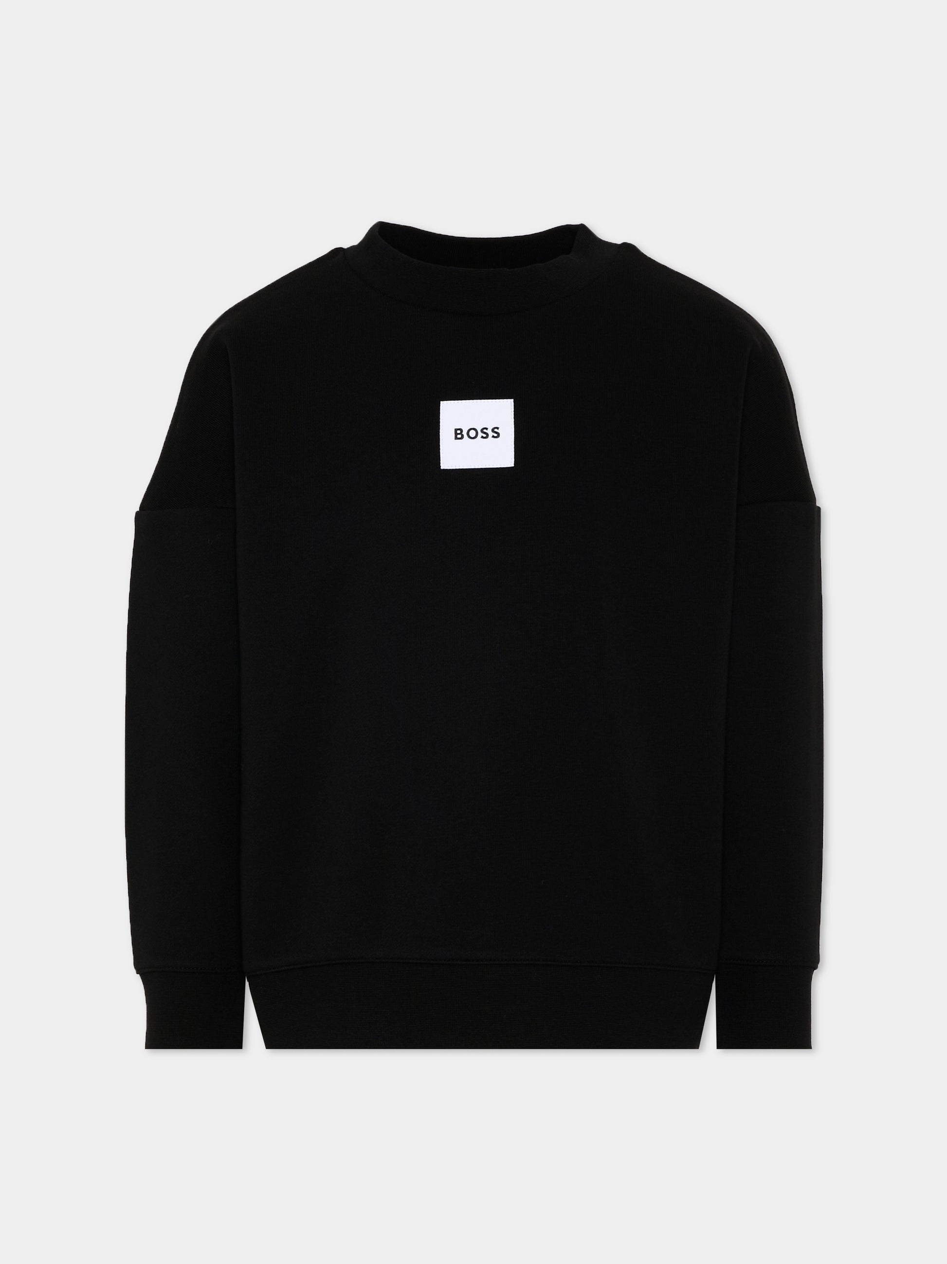 Felpa nera per bambino con logo,Boss,J52965 09B
