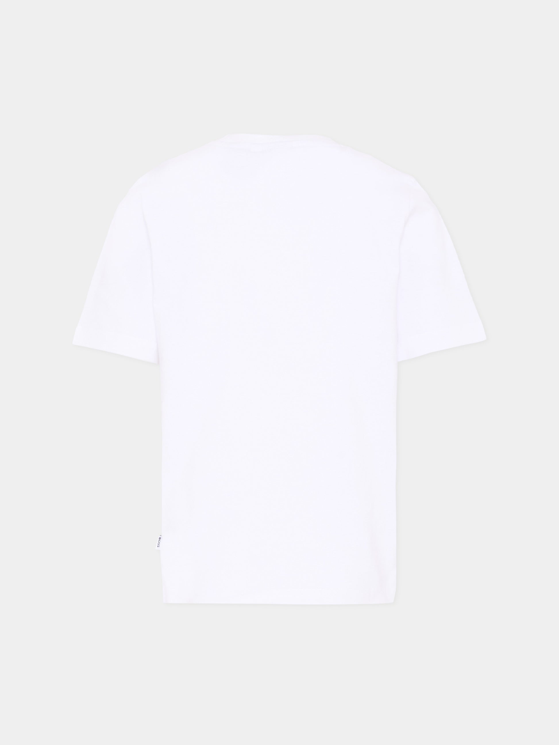 T-Shirt bianca per bambino con bande logo,Boss,J52979 10P