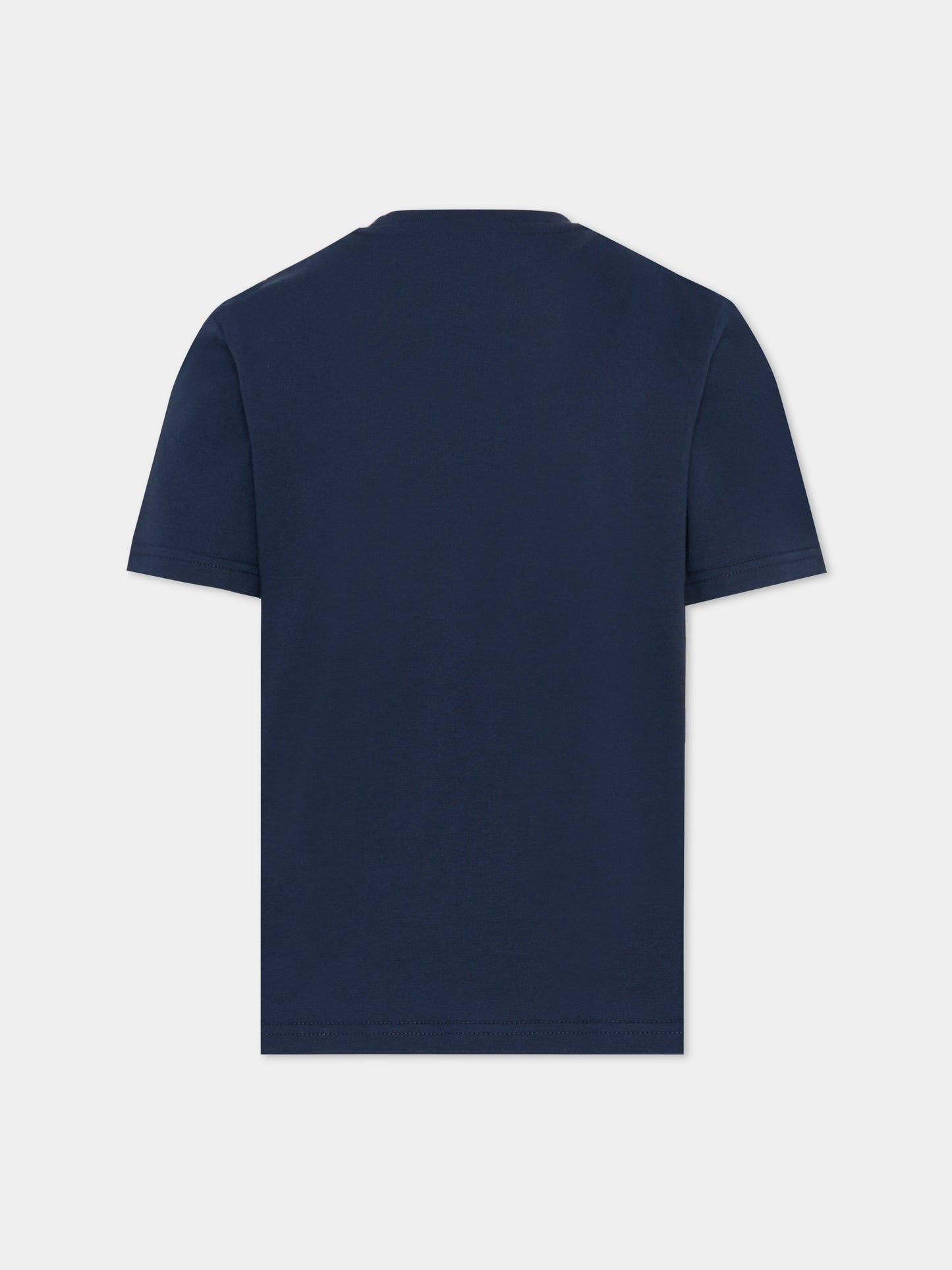 T-shirt blu per bambino con loghi,Boss,J52982 849