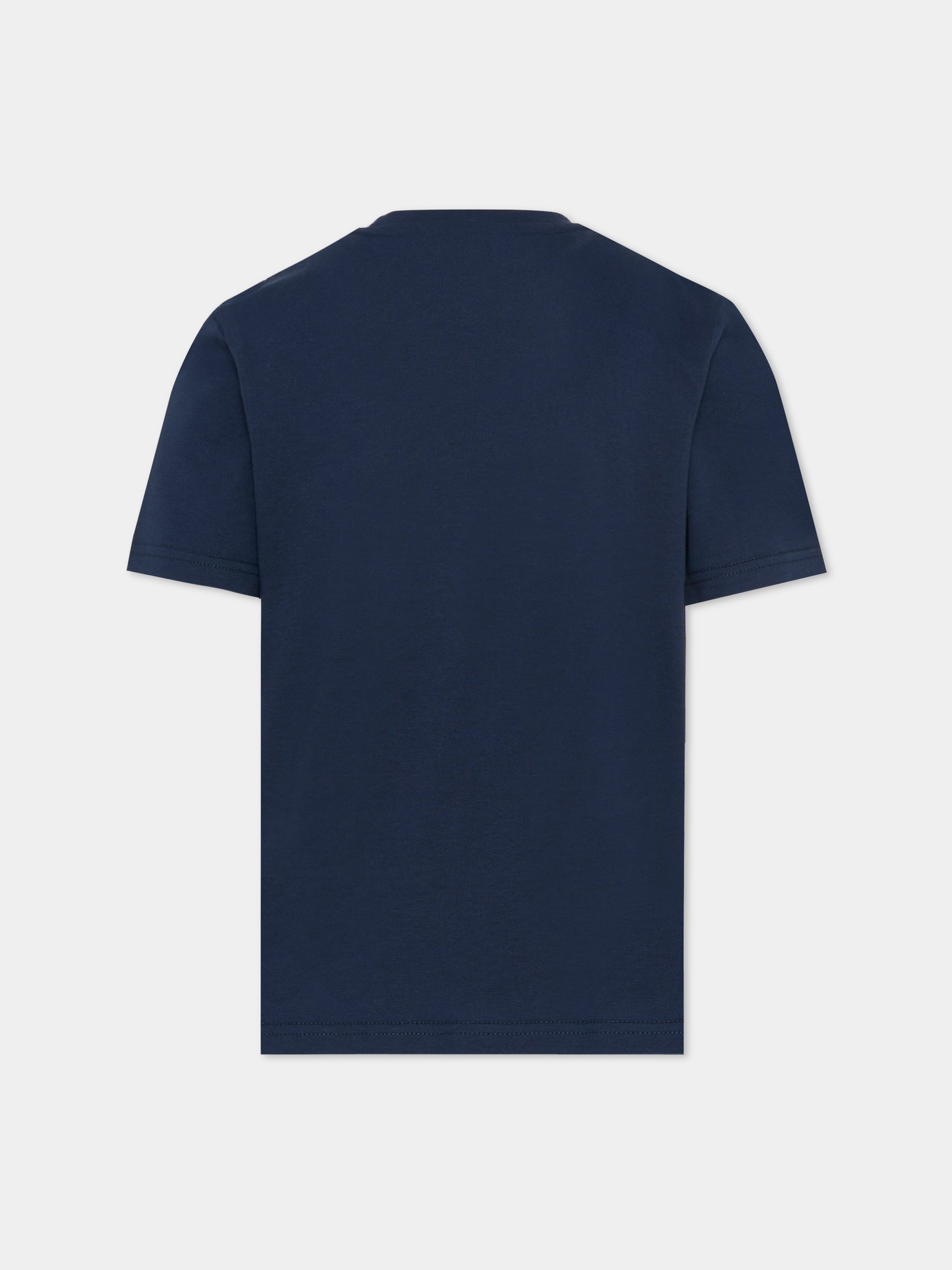 T-shirt blu per bambino con loghi,Boss,J52982 849